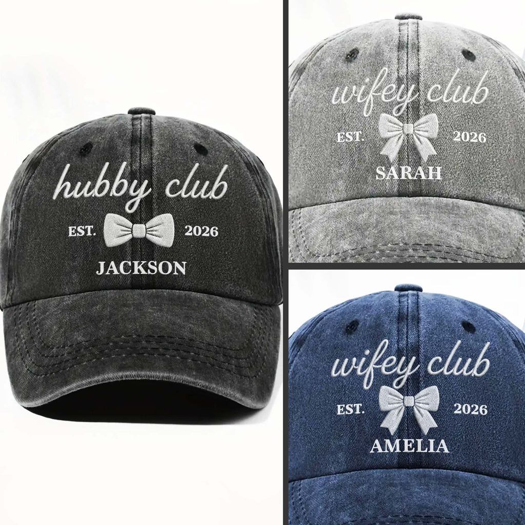 Personalized Washed Denim Cap Custom Name Gift for Wifey Washed Denim Cap GradoCreations