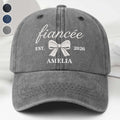 Personalized Washed Denim Cap with Custom Name for Fiancée Washed Denim Cap GradoCreations