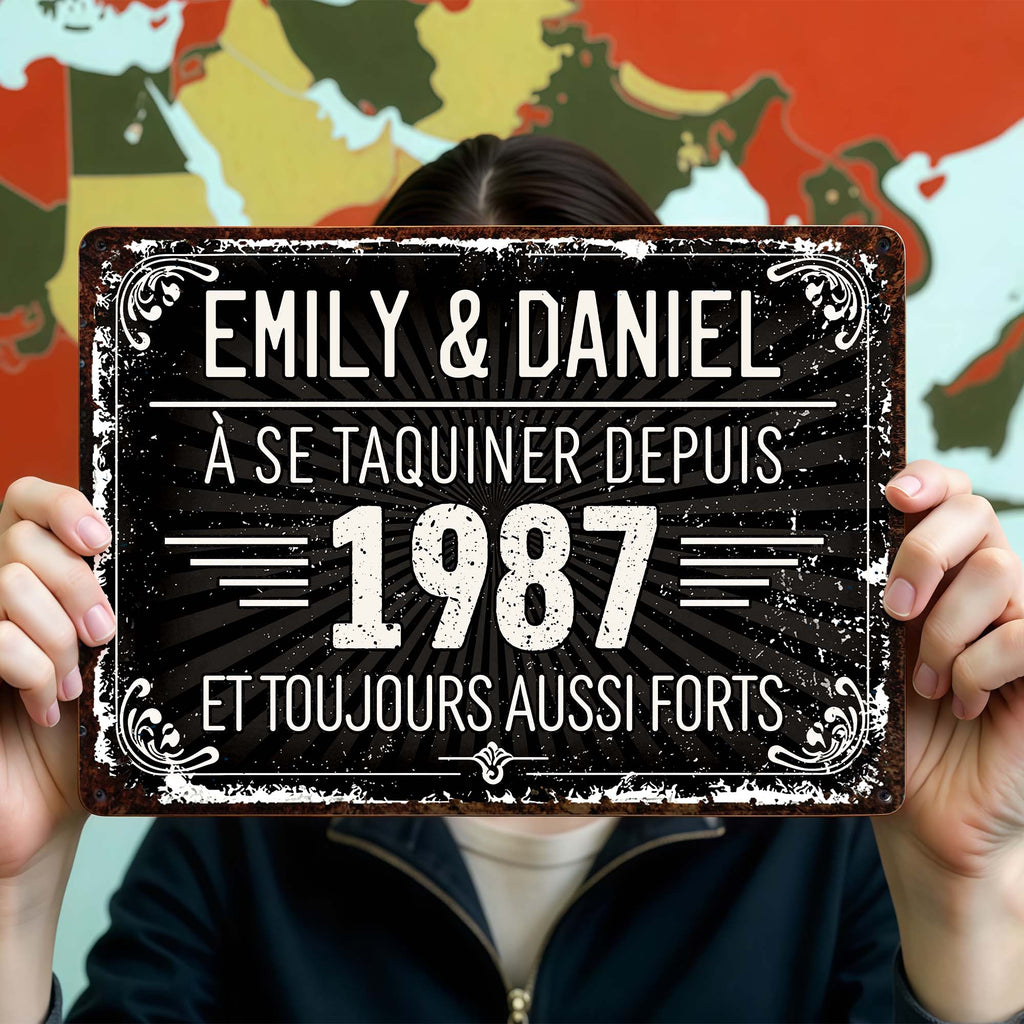 Personalized Vintage Metal Sign Custom Name Gift for Couples Metal Sign GradoCreations