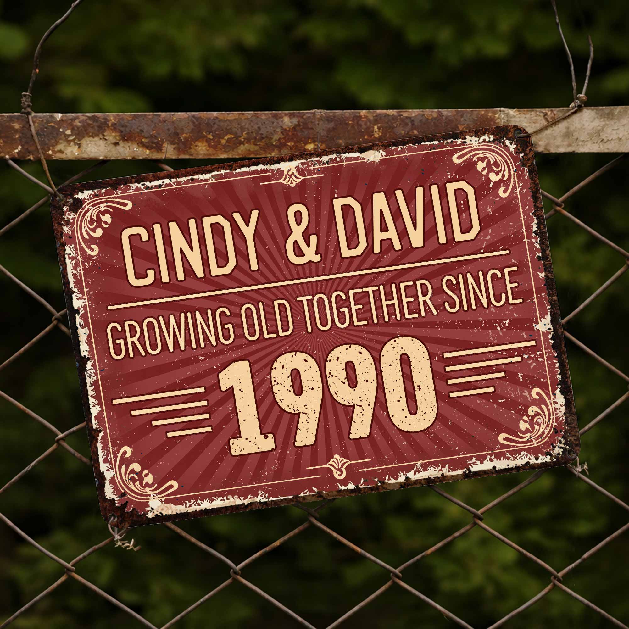 Personalized Vintage Sunburst Floral Metal Sign Custom Name Gift for Couples Metal Sign GradoCreations