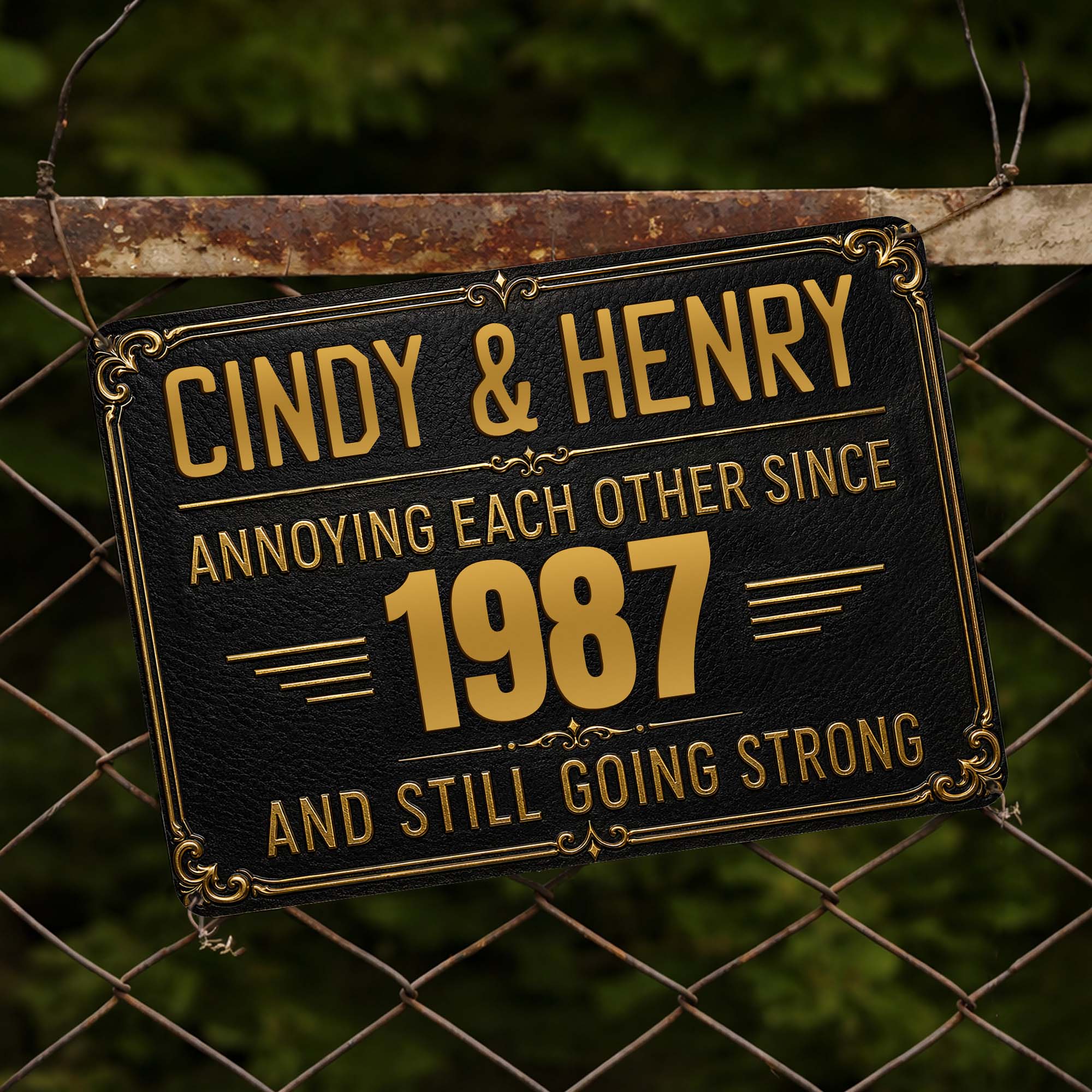Personalized Metal Sign Custom Names Anniversary Gift for Couples Metal Sign GradoCreations