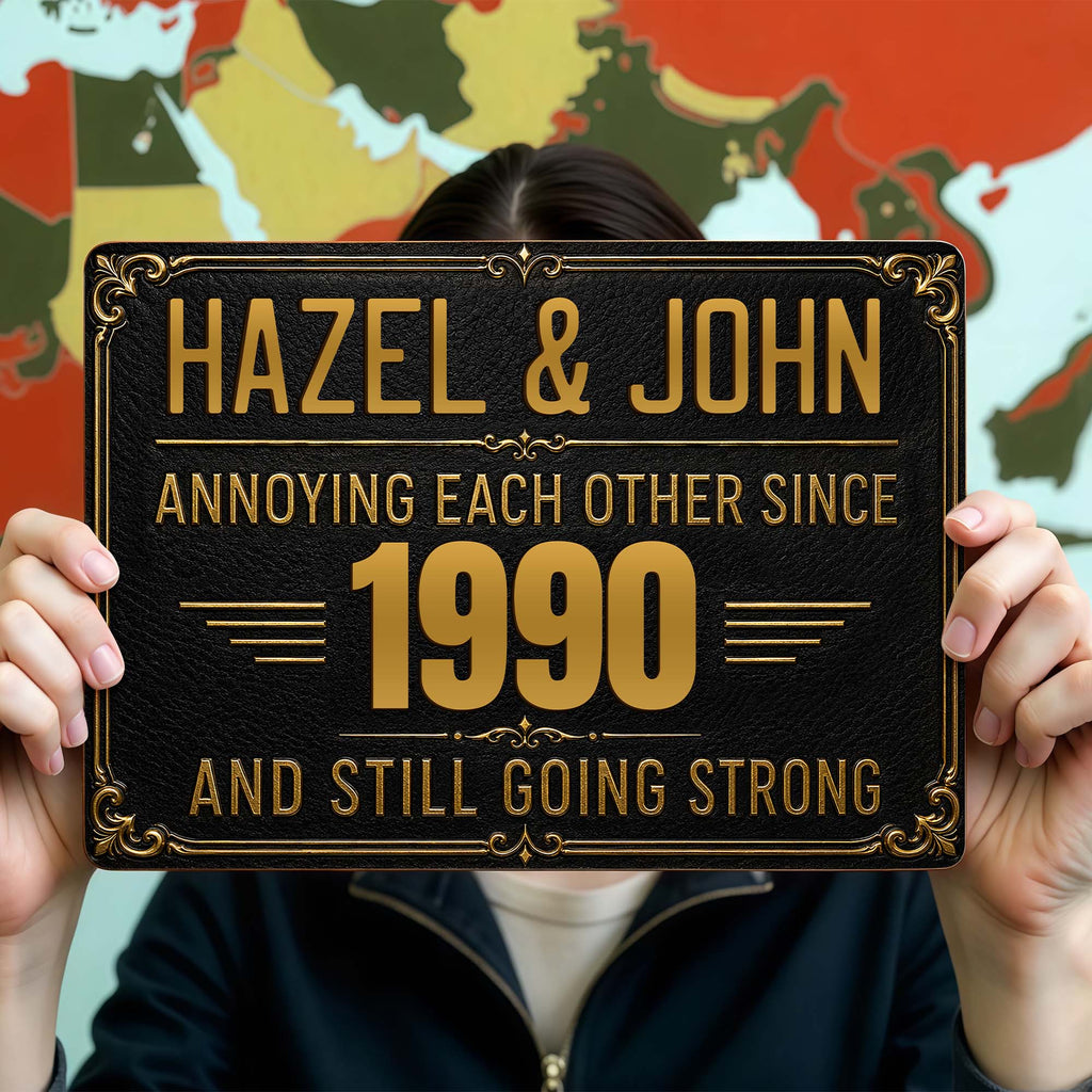 Personalized Metal Sign Custom Names Anniversary Gift for Couples Metal Sign GradoCreations