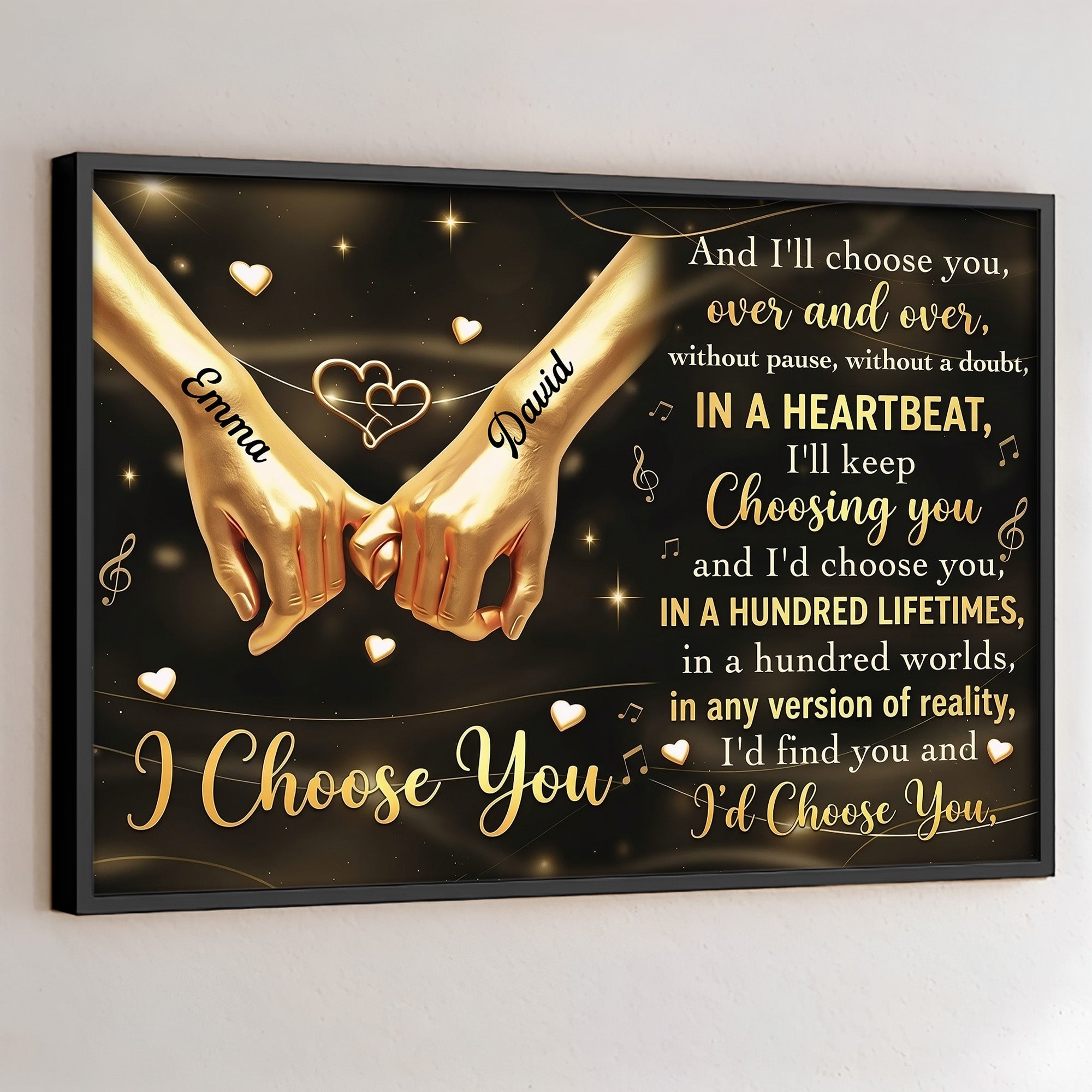 Personalized Horizontal Poster Custom Couple Gift Holding Hands Poster GradoCreations