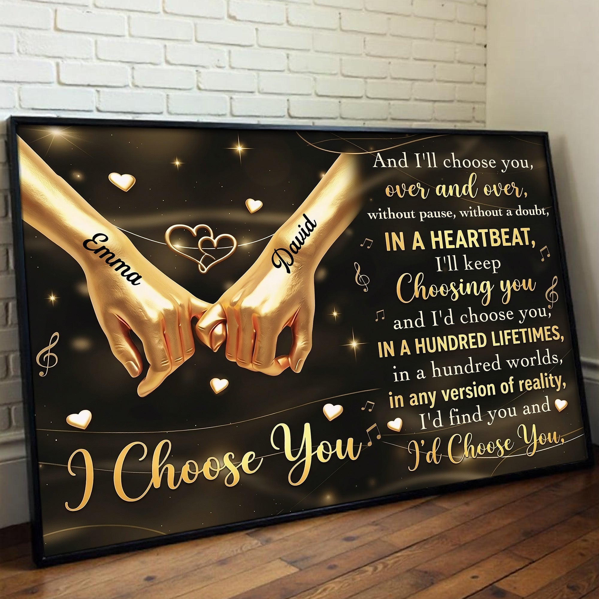 Personalized Horizontal Poster Custom Couple Gift Holding Hands Poster GradoCreations