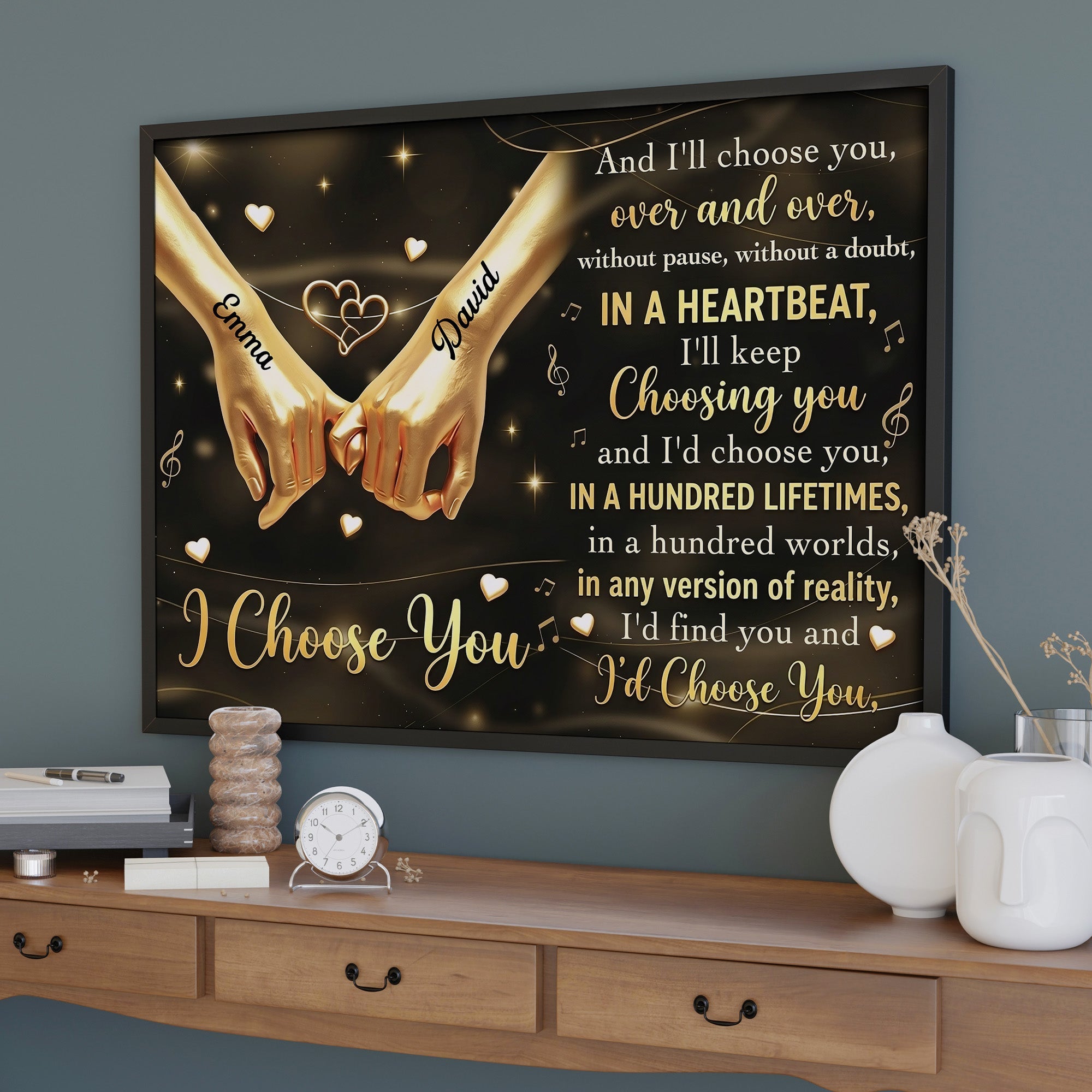 Personalized Horizontal Poster Custom Couple Gift Holding Hands Poster GradoCreations