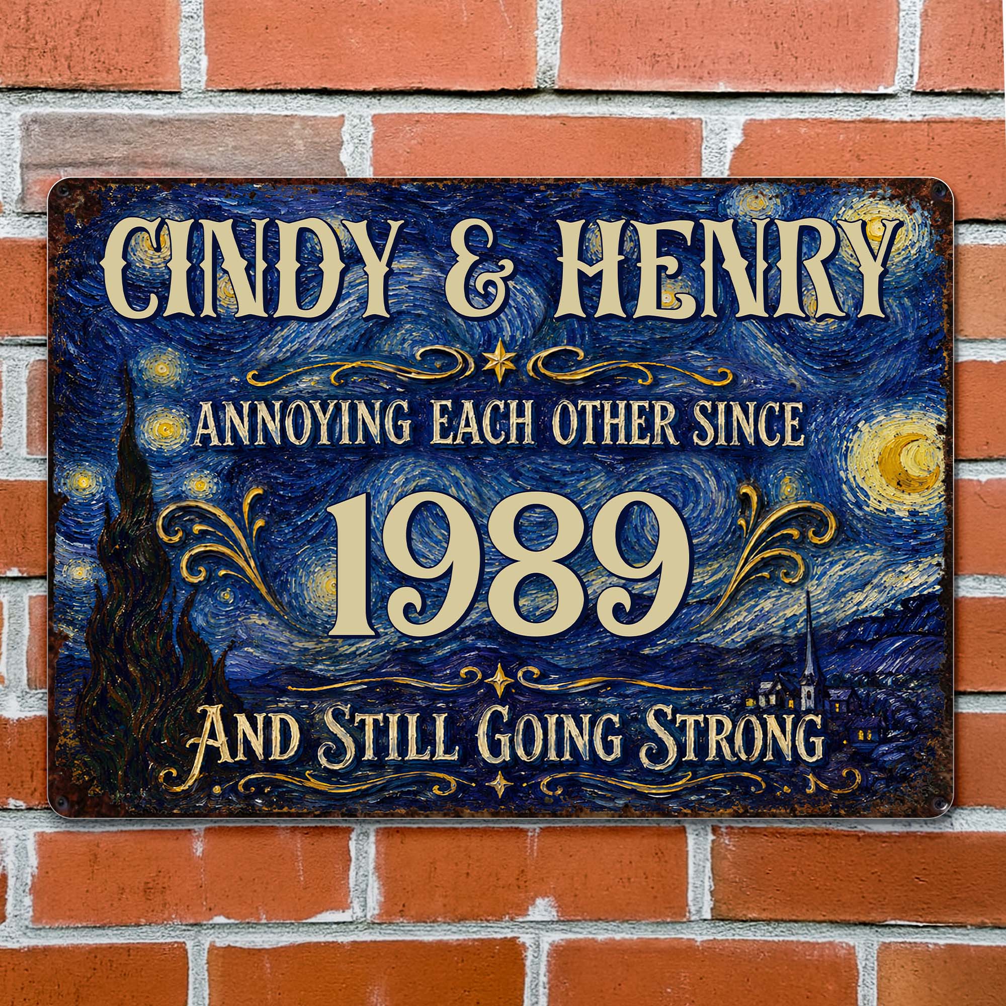 Personalized Metal Sign Custom Names Anniversary Gift for Couples Metal Sign GradoCreations