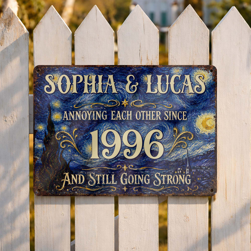 Personalized Metal Sign Custom Names Anniversary Gift for Couples Metal Sign GradoCreations