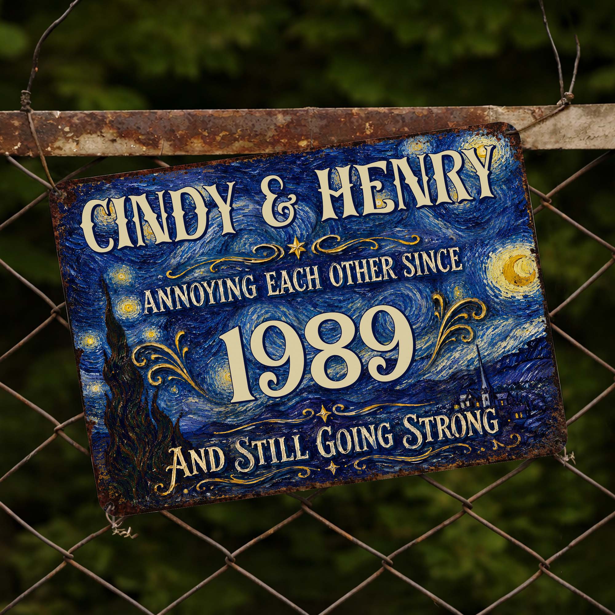 Personalized Metal Sign Custom Names Anniversary Gift for Couples Metal Sign GradoCreations