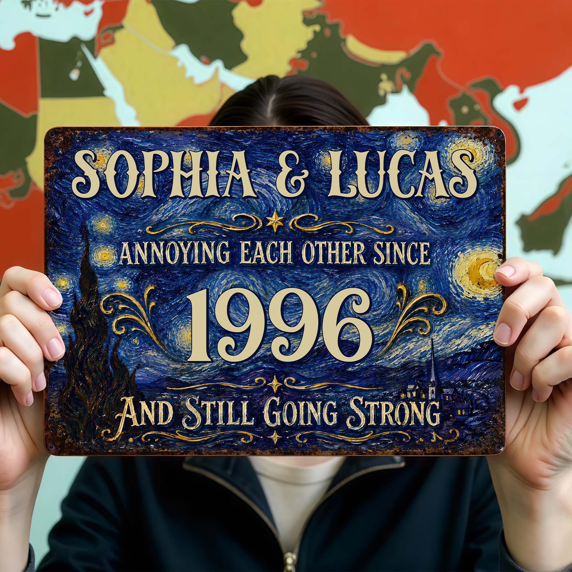 Personalized Metal Sign Custom Names Anniversary Gift for Couples Metal Sign GradoCreations