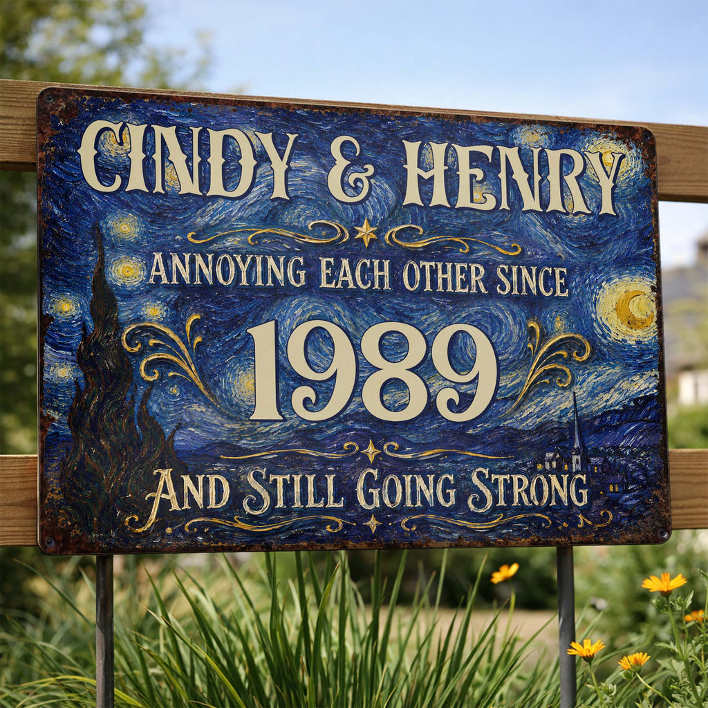 Personalized Metal Sign Custom Names Anniversary Gift for Couples Metal Sign GradoCreations