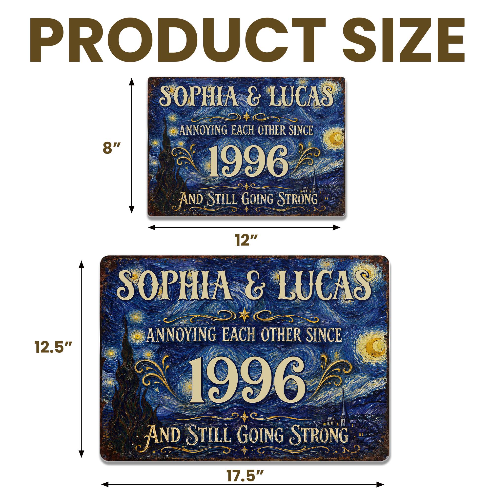 Personalized Metal Sign Custom Names Anniversary Gift for Couples Metal Sign GradoCreations