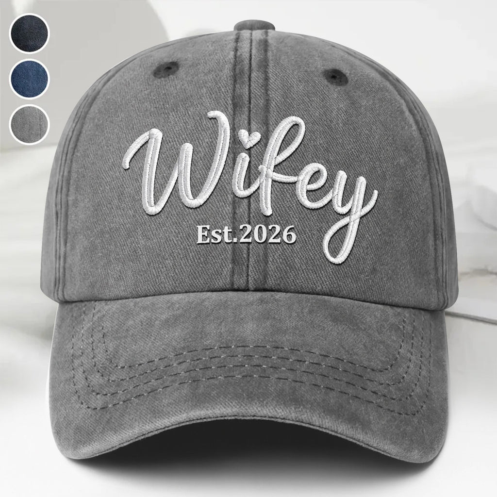 Personalized Washed Denim Cap Customized Heart Text Gift for Couples Washed Denim Cap GradoCreations