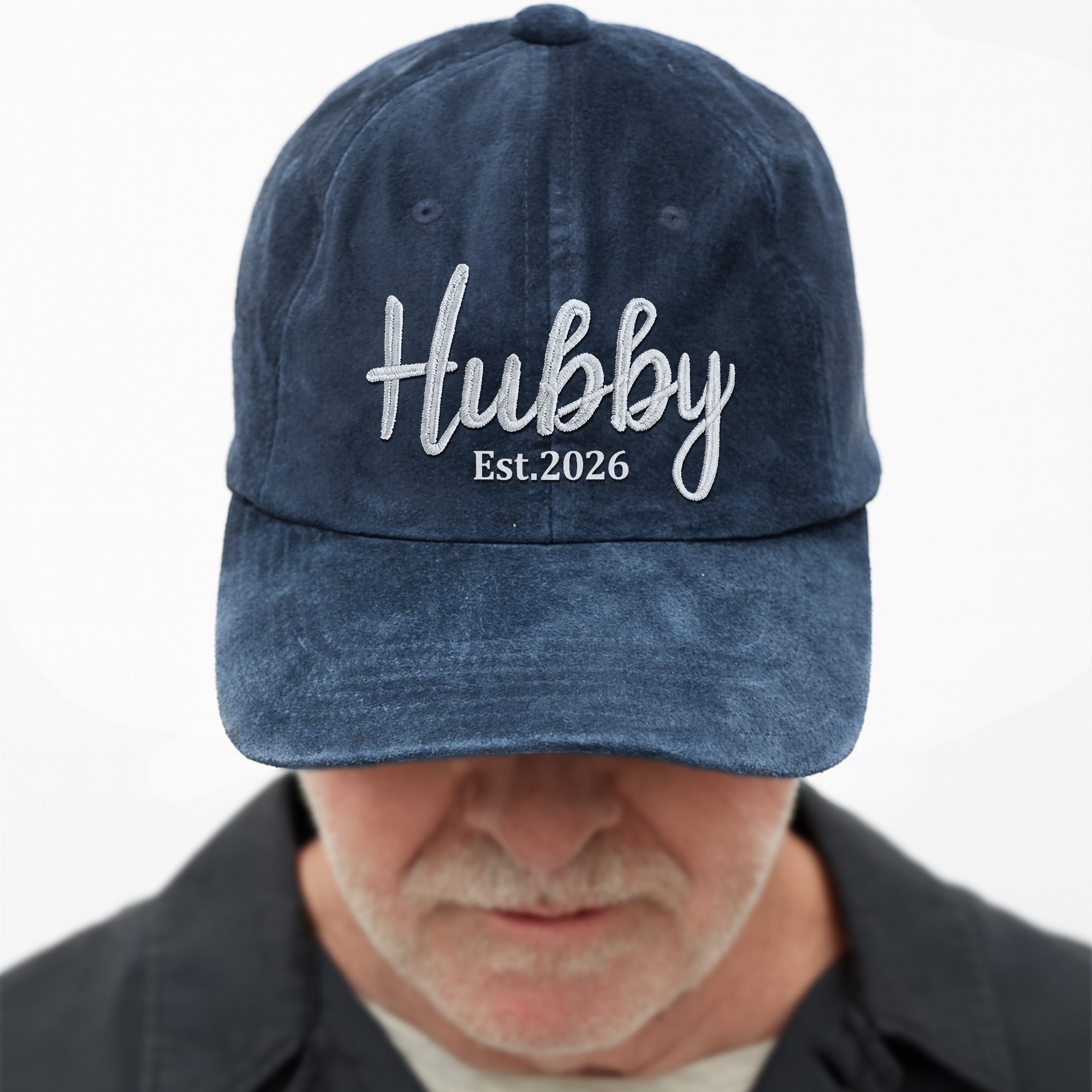 Personalized Washed Denim Cap Customized Heart Text Gift for Couples Washed Denim Cap GradoCreations