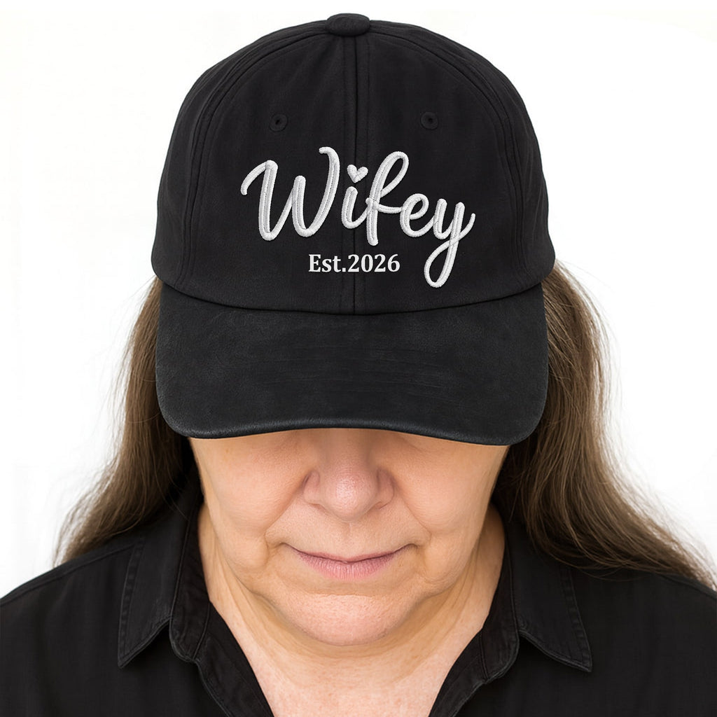Personalized Washed Denim Cap Customized Heart Text Gift for Couples Washed Denim Cap GradoCreations