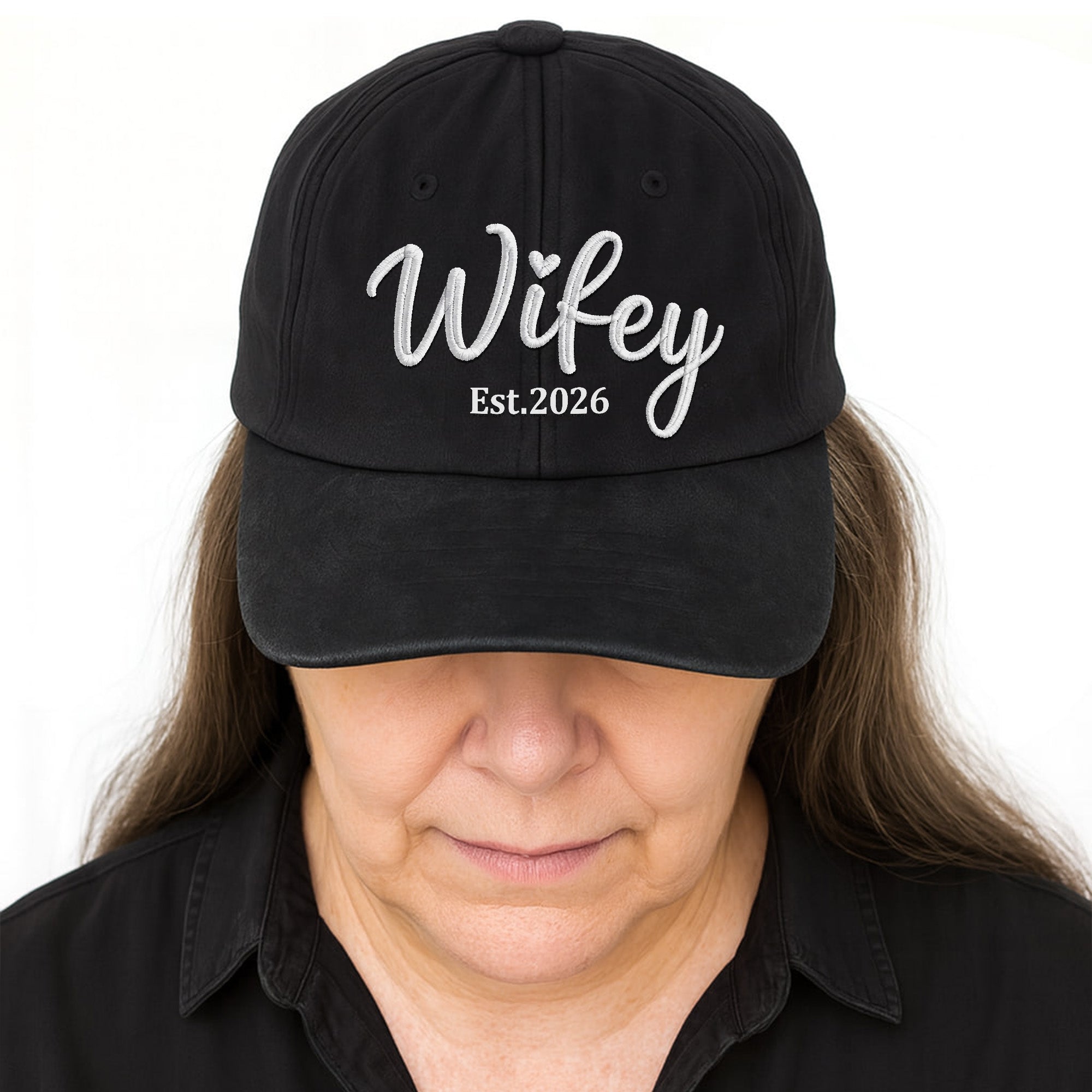 Personalized Washed Denim Cap Customized Heart Text Gift for Couples Washed Denim Cap GradoCreations