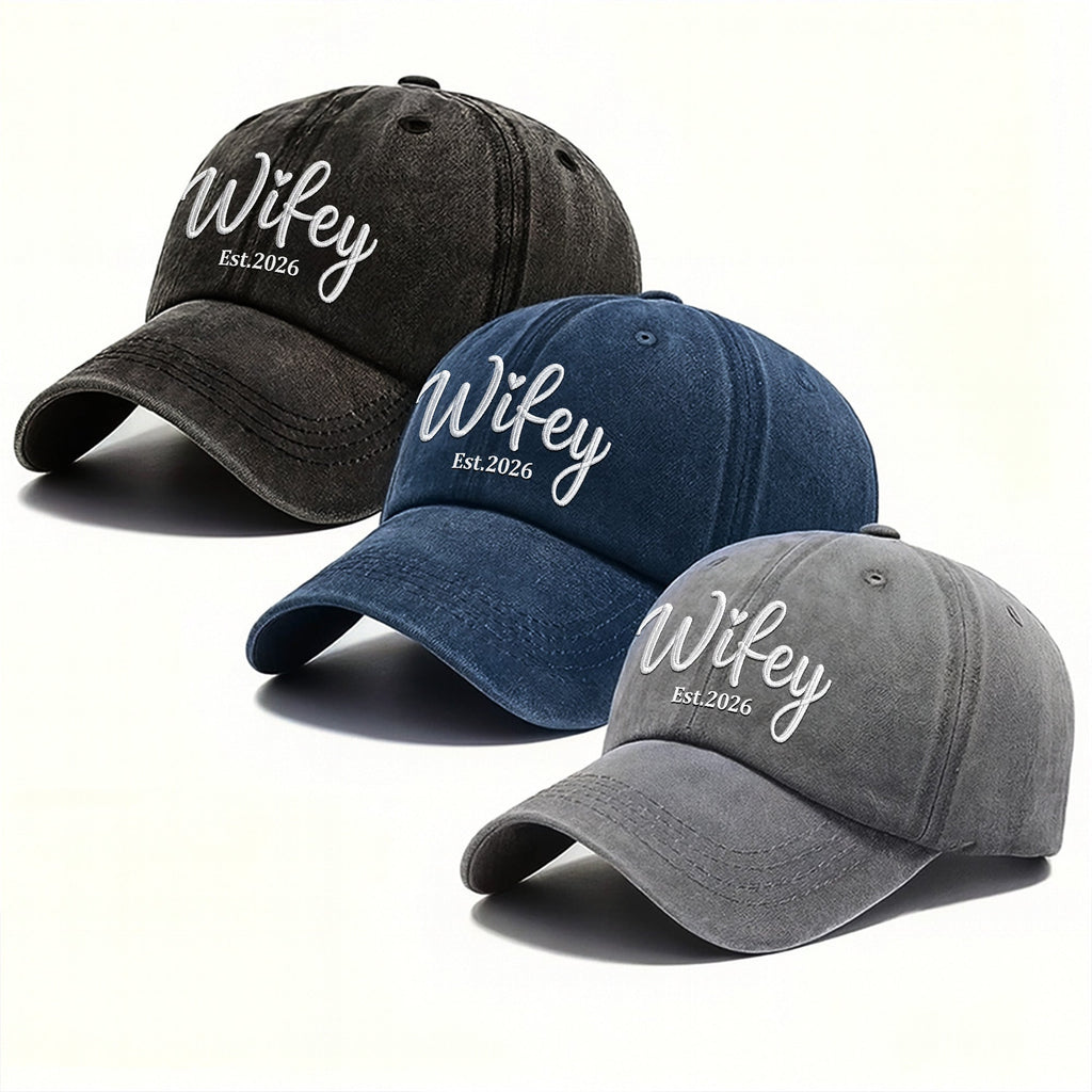 Personalized Washed Denim Cap Customized Heart Text Gift for Couples Washed Denim Cap GradoCreations