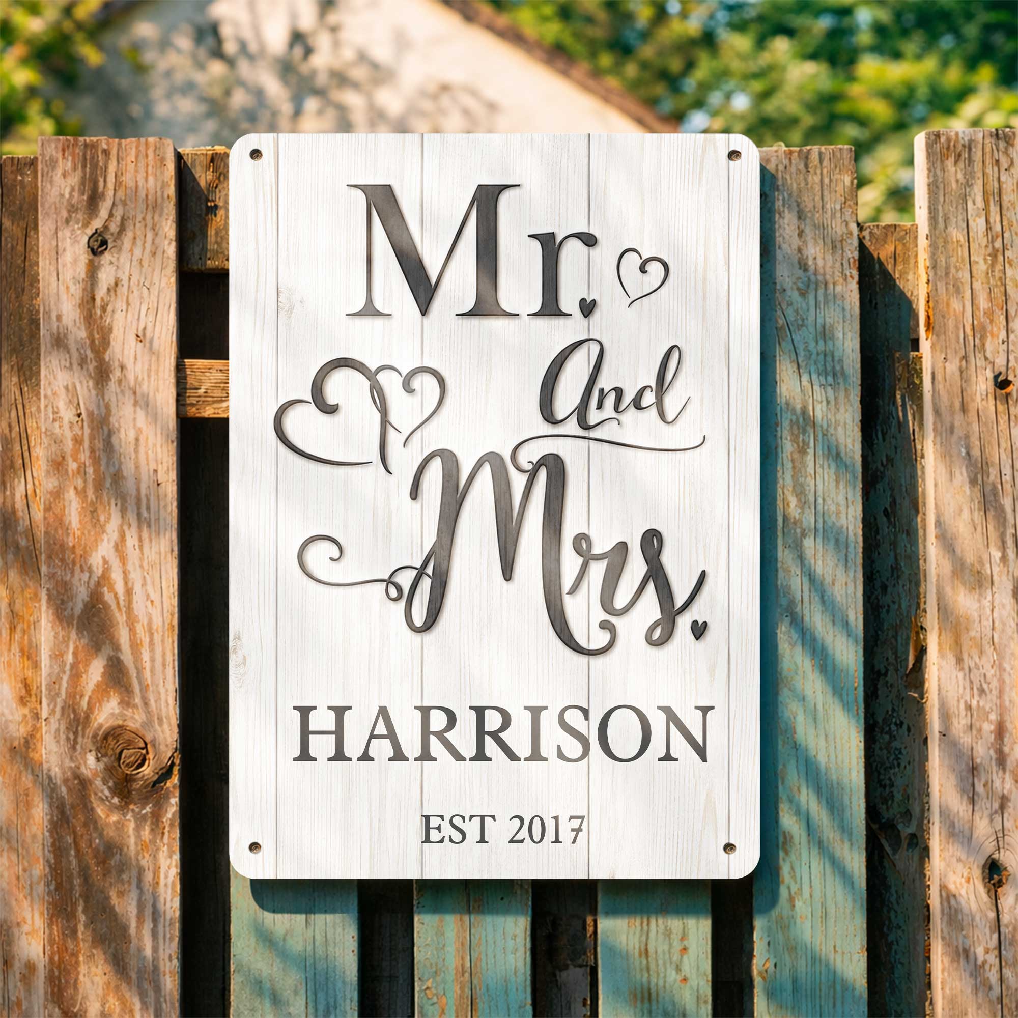 Personalized Metal Sign Custom Name Heart Design Gift for Couple Metal Sign GradoCreations