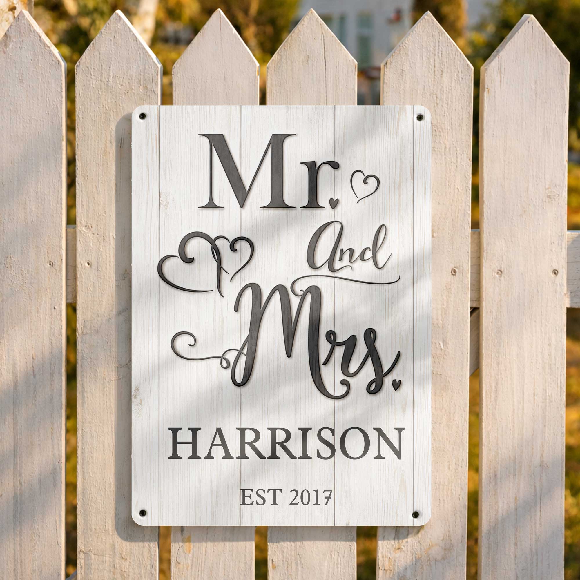 Personalized Metal Sign Custom Name Heart Design Gift for Couple Metal Sign GradoCreations