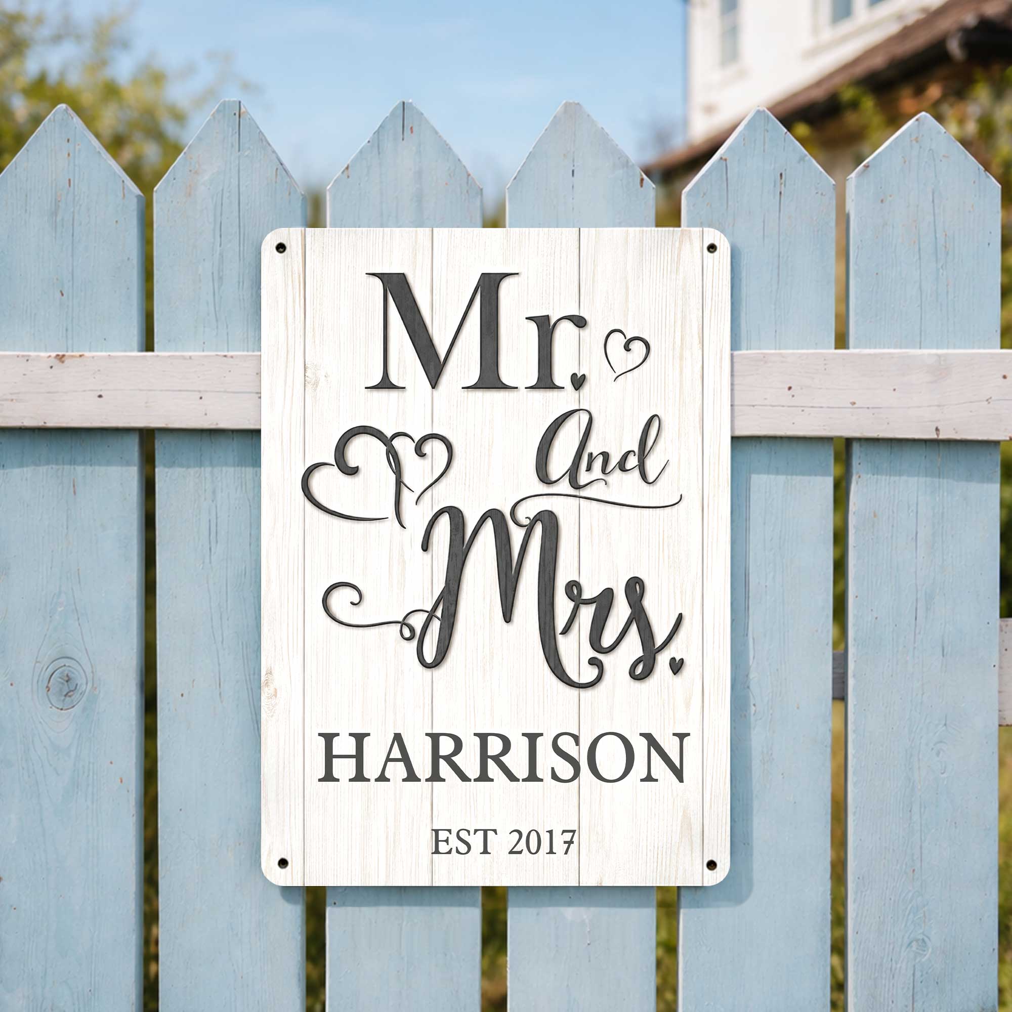 Personalized Metal Sign Custom Name Heart Design Gift for Couple Metal Sign GradoCreations