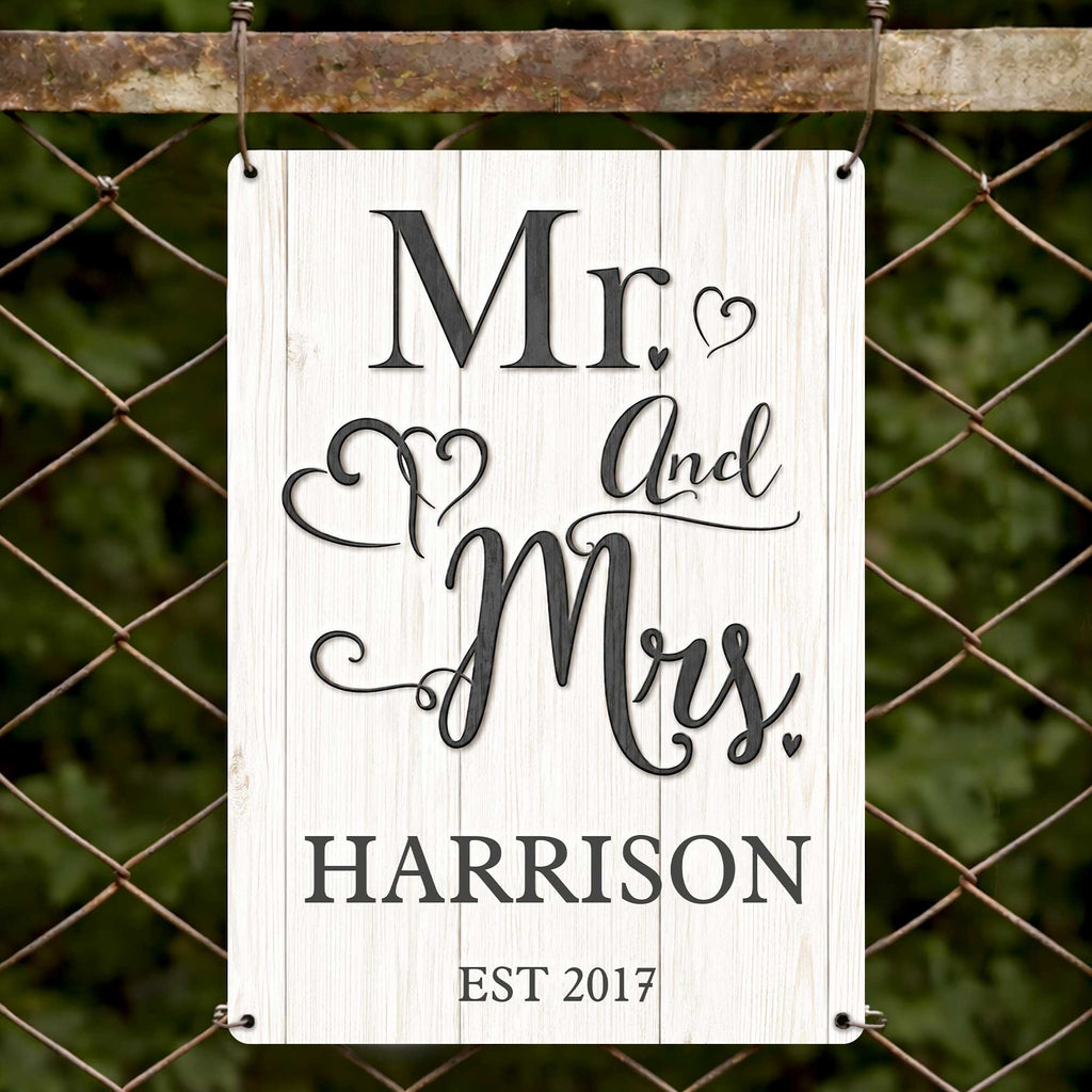 Personalized Metal Sign Custom Name Heart Design Gift for Couple Metal Sign GradoCreations
