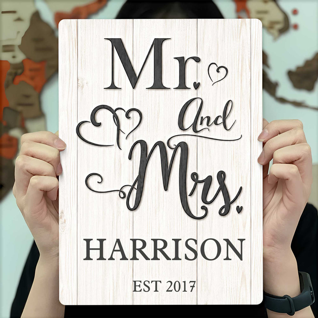 Personalized Metal Sign Custom Name Heart Design Gift for Couple Metal Sign GradoCreations