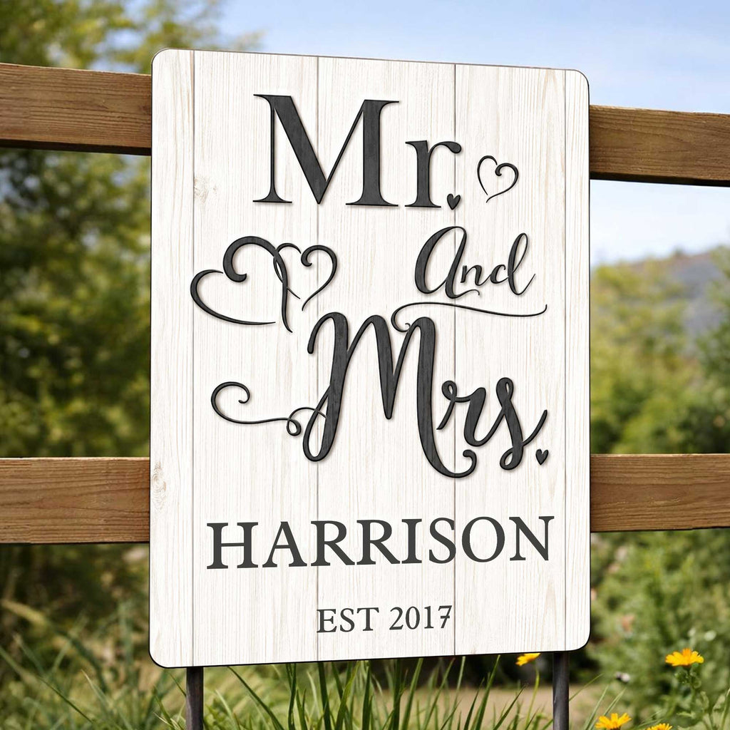 Personalized Metal Sign Custom Name Heart Design Gift for Couple Metal Sign GradoCreations