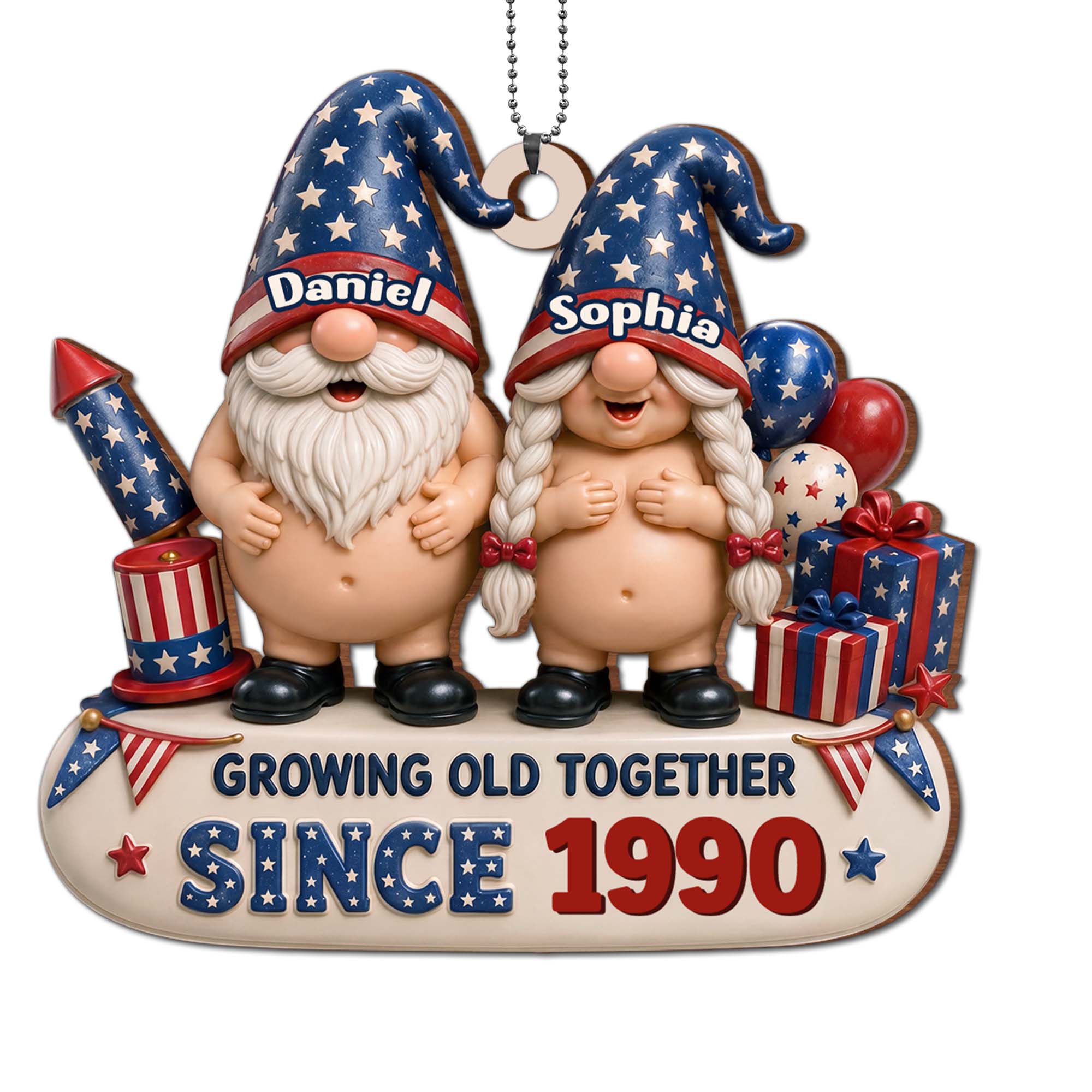 Personalized Wood Car Hanging Ornament Custom Name Gift for Couples Wood Ornament GradoCreations