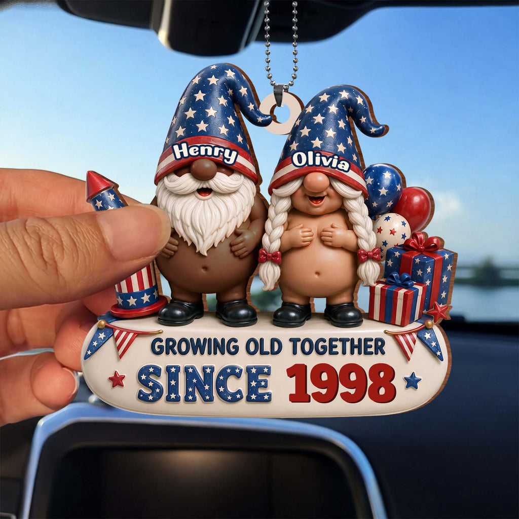 Personalized Wood Car Hanging Ornament Custom Name Gift for Couples Wood Ornament GradoCreations