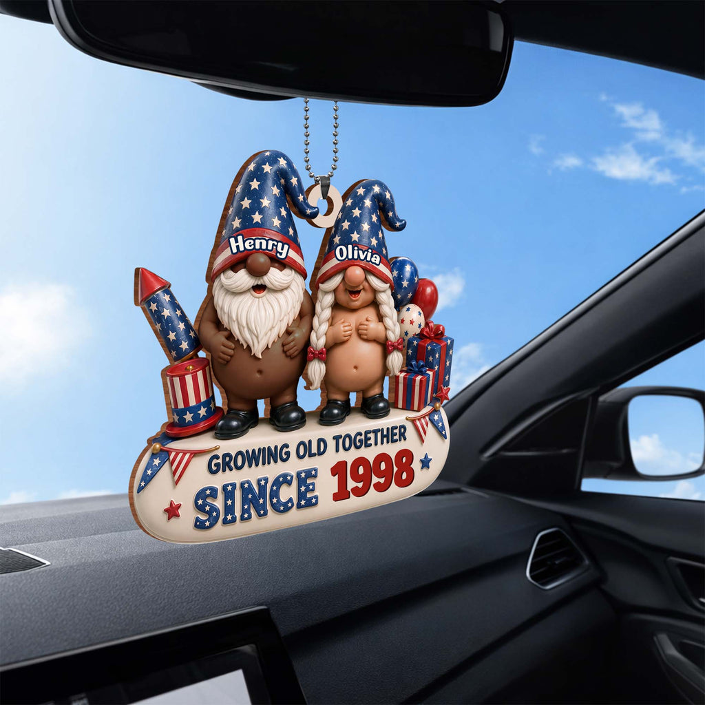 Personalized Wood Car Hanging Ornament Custom Name Gift for Couples Wood Ornament GradoCreations
