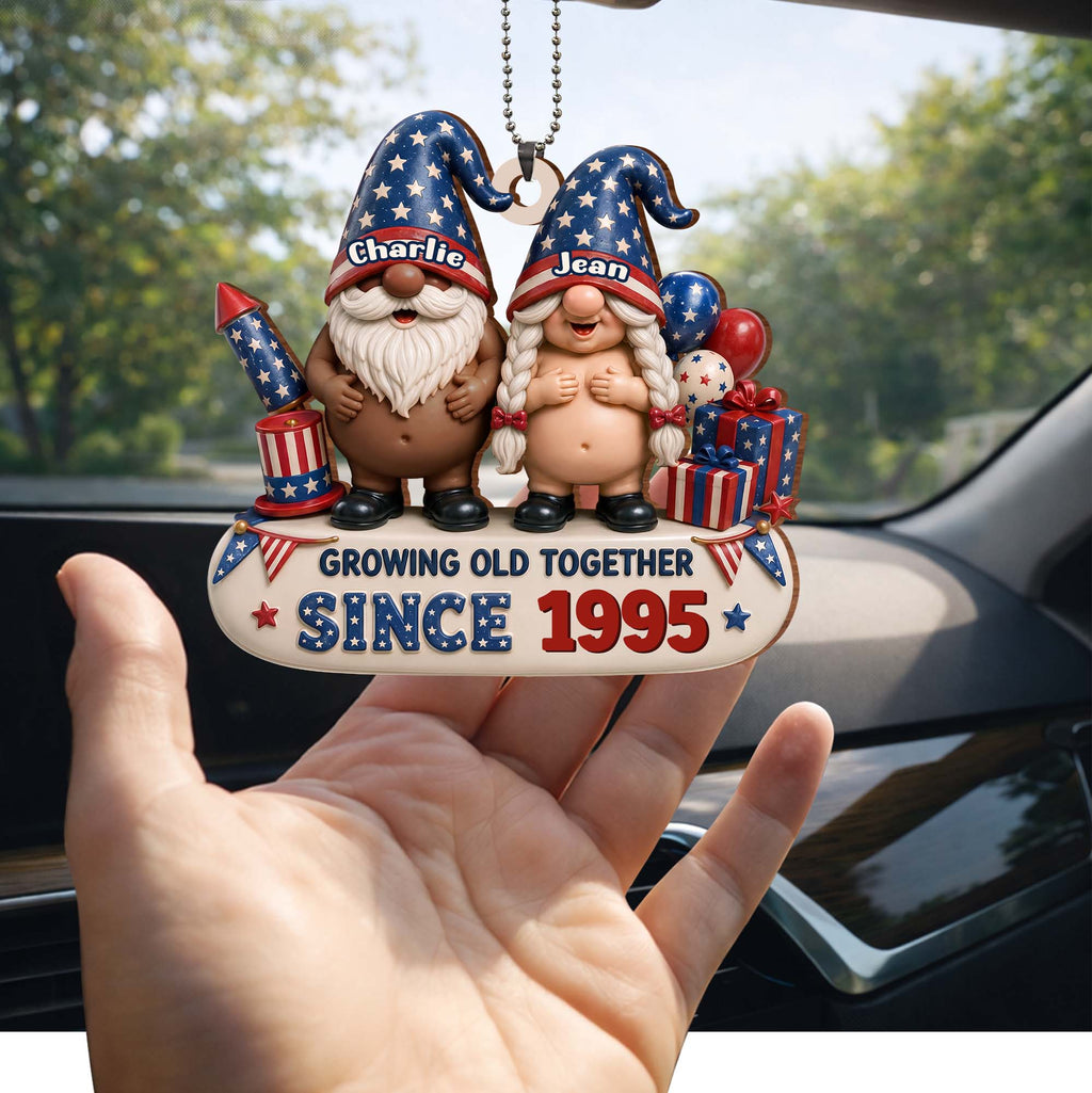 Personalized Wood Car Hanging Ornament Custom Name Gift for Couples Wood Ornament GradoCreations