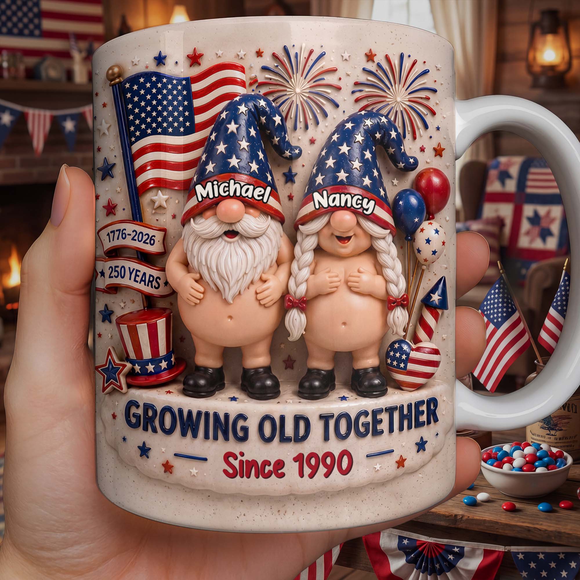 Personalized Custom Coffee Mug Growing Old Together Gift for Couples Edge-to-edge Mug GradoCreations