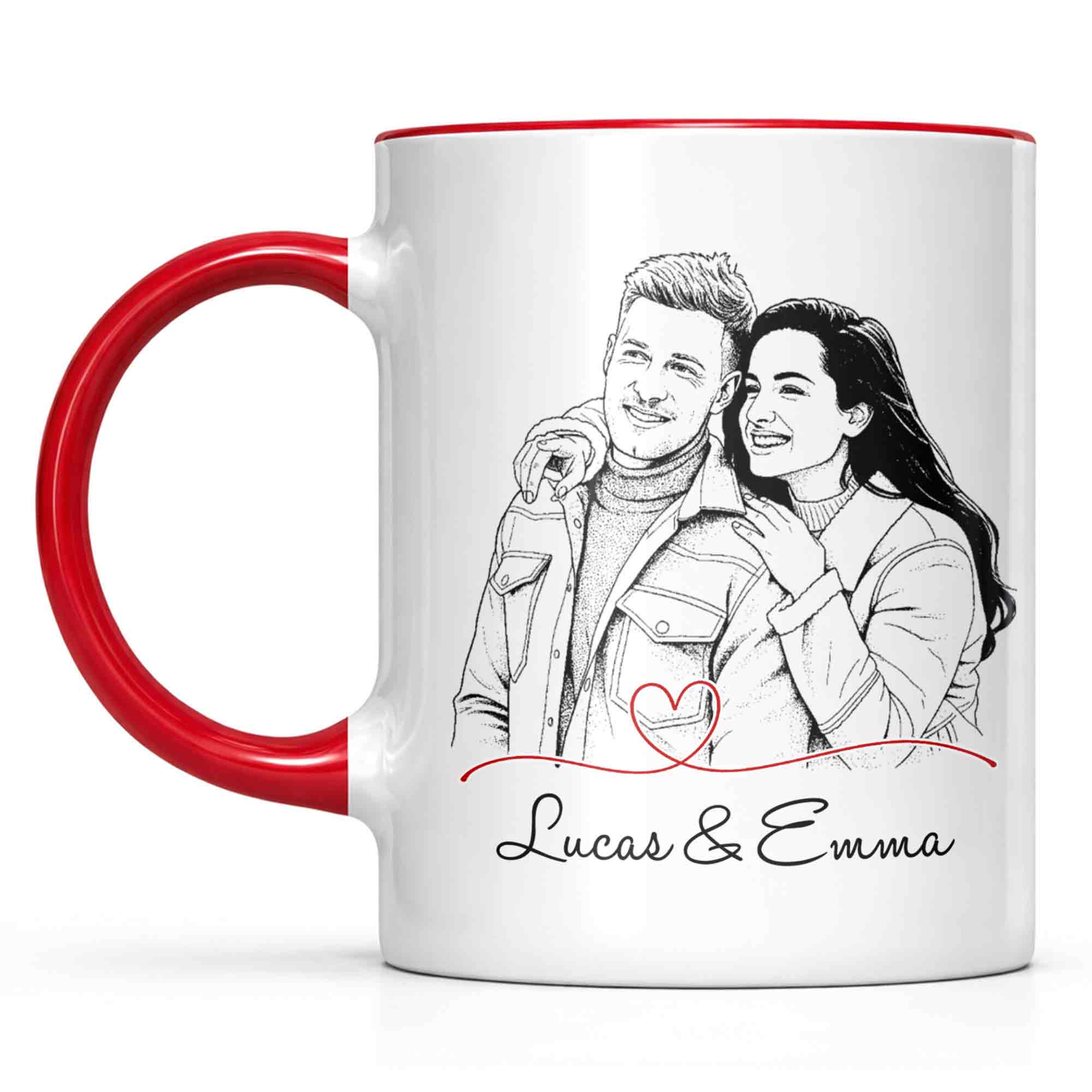 Personalized Couple Sketch Accent Mug Custom Love Story Gift Accent Mug GradoCreations