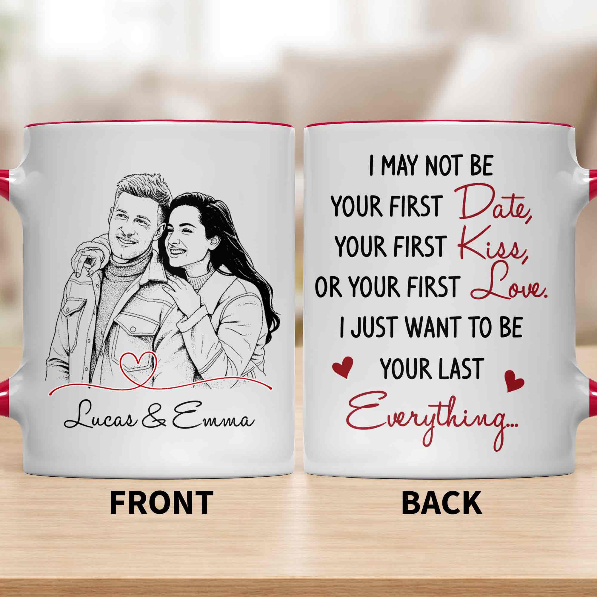 Personalized Couple Sketch Accent Mug Custom Love Story Gift Accent Mug GradoCreations