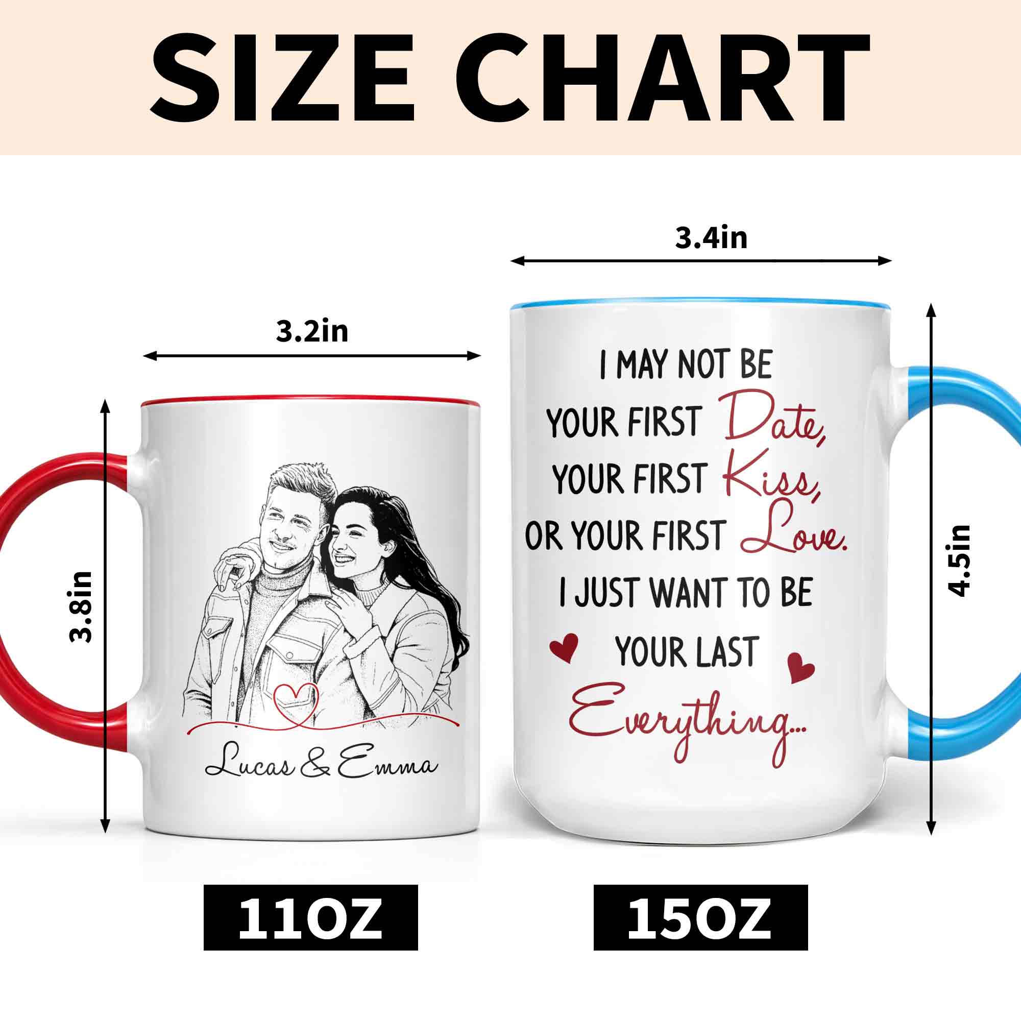 Personalized Couple Sketch Accent Mug Custom Love Story Gift Accent Mug GradoCreations