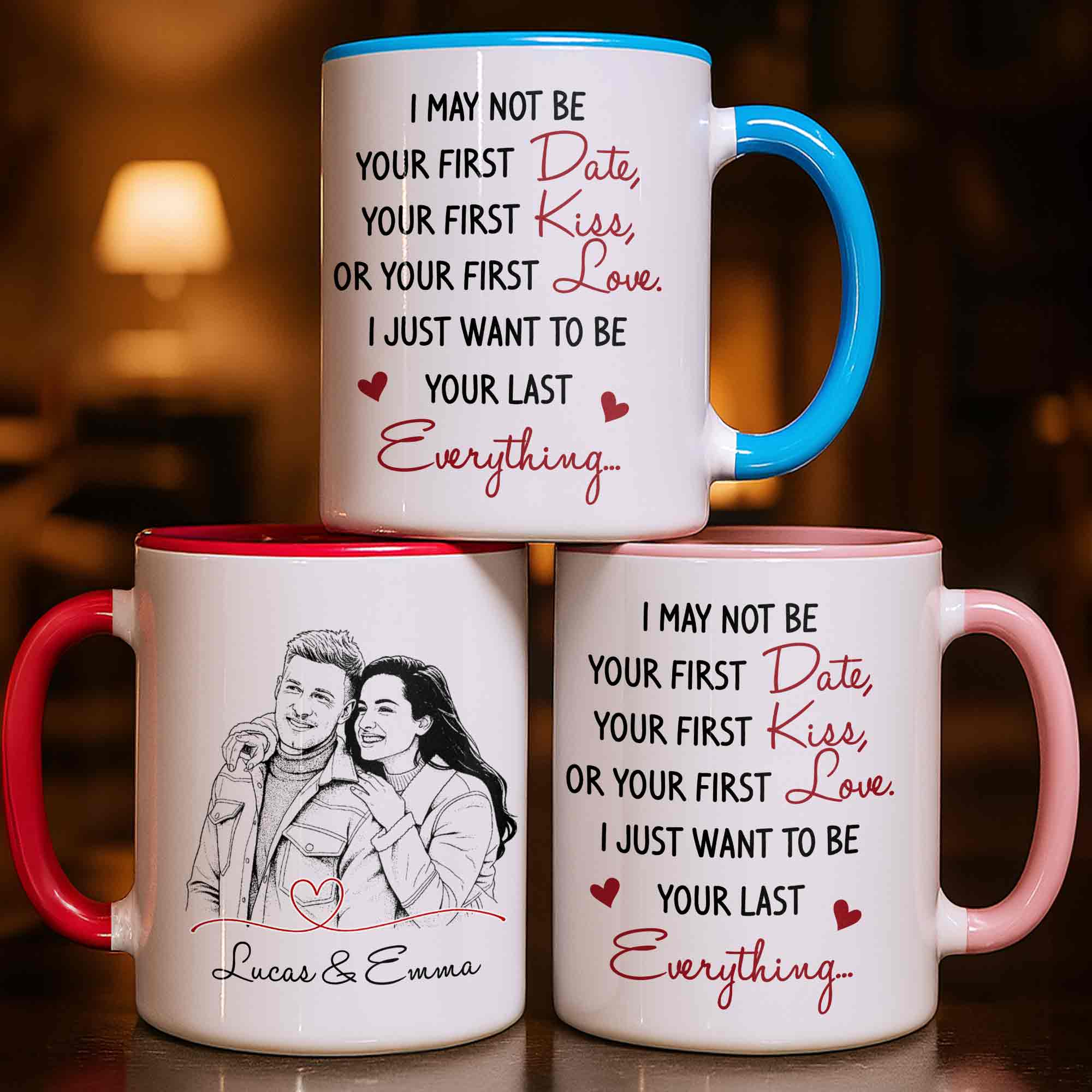 Personalized Couple Sketch Accent Mug Custom Love Story Gift Accent Mug GradoCreations
