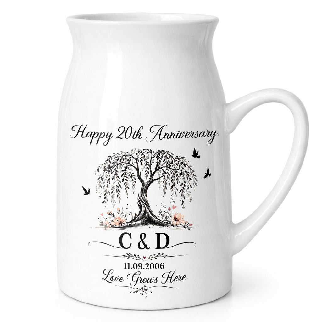Personalized Ceramic Flower Vase Custom Date for Anniversary Gift Flower Vase GradoCreations