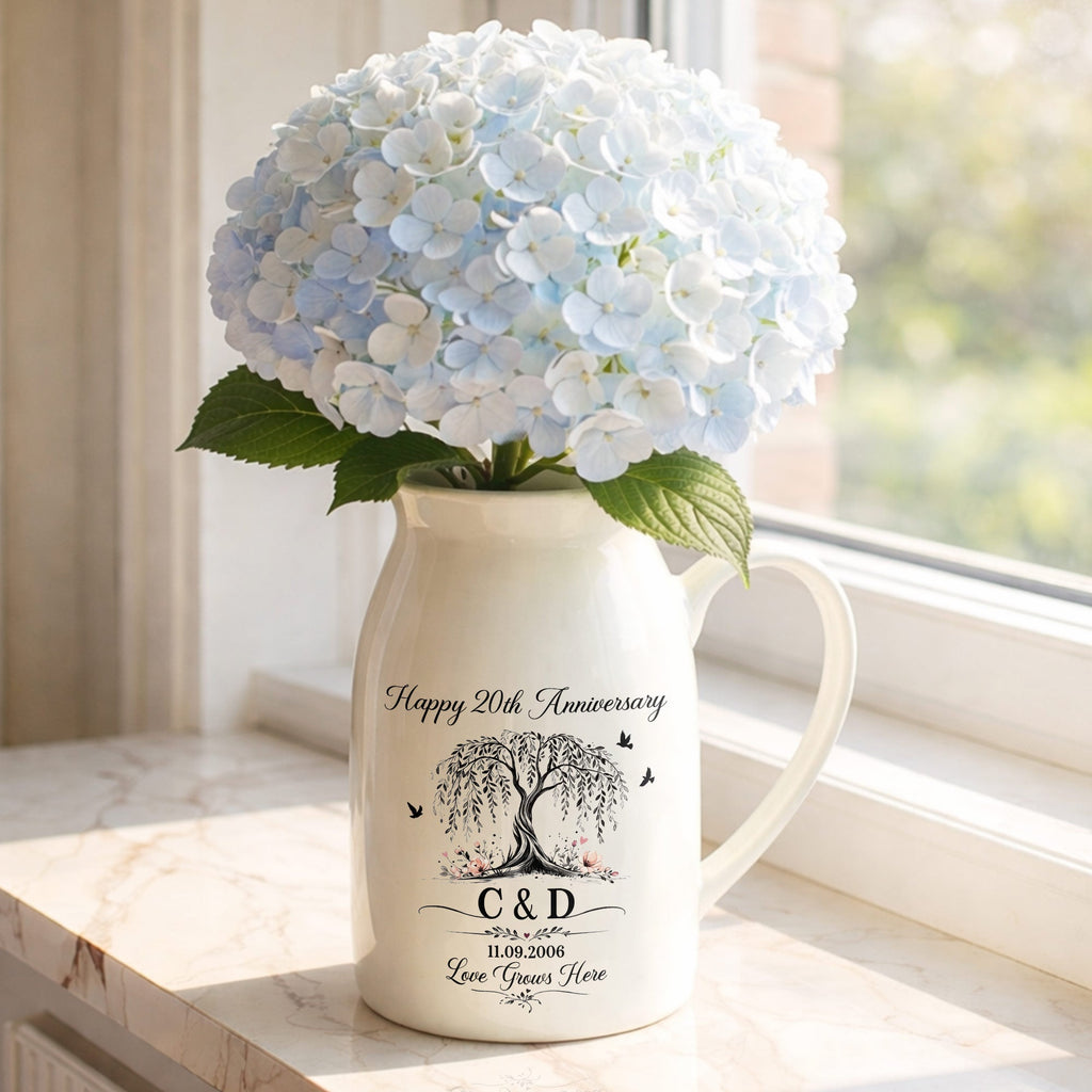 Personalized Ceramic Flower Vase Custom Date for Anniversary Gift Flower Vase GradoCreations