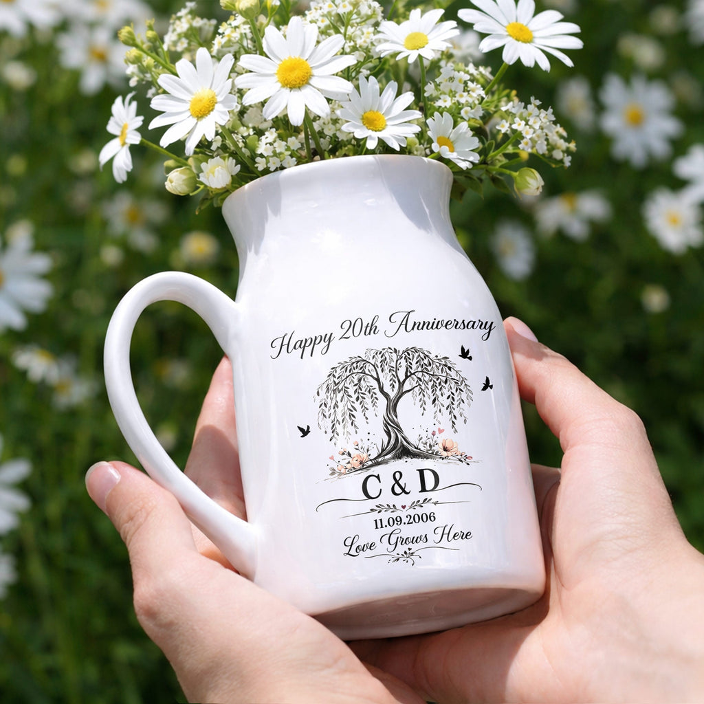 Personalized Ceramic Flower Vase Custom Date for Anniversary Gift Flower Vase GradoCreations