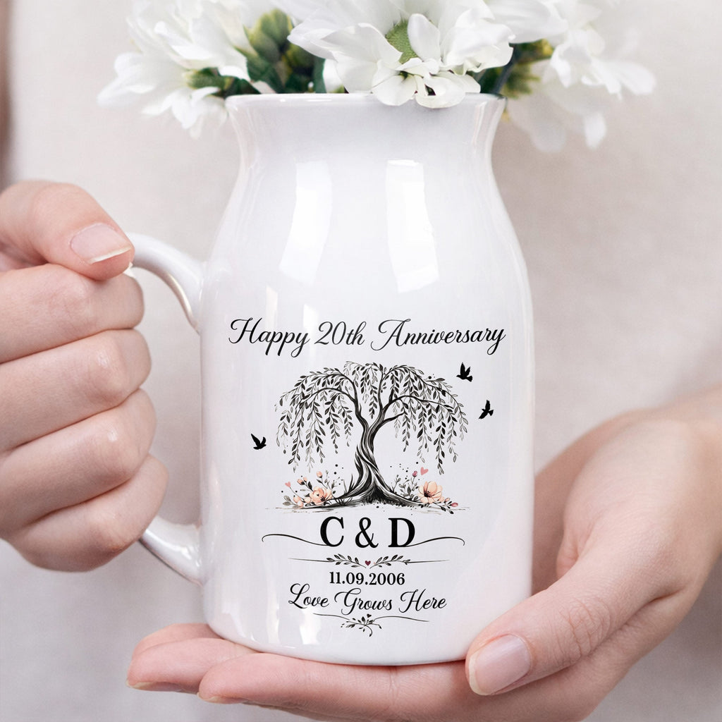 Personalized Ceramic Flower Vase Custom Date for Anniversary Gift Flower Vase GradoCreations