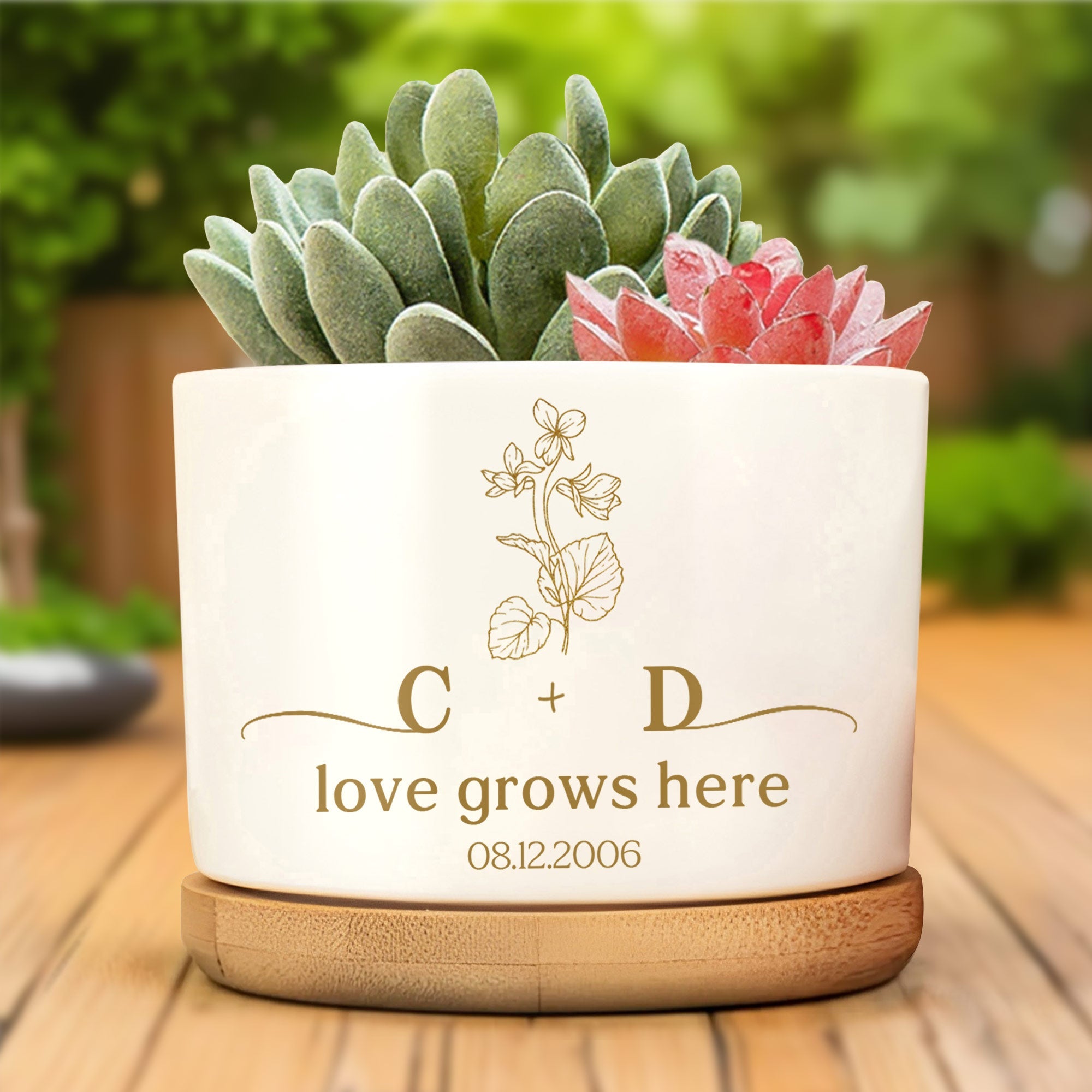 Personalized Ceramic Plant Pot Custom Initials Flower Gift Ceramic Plant Pot GradoCreations