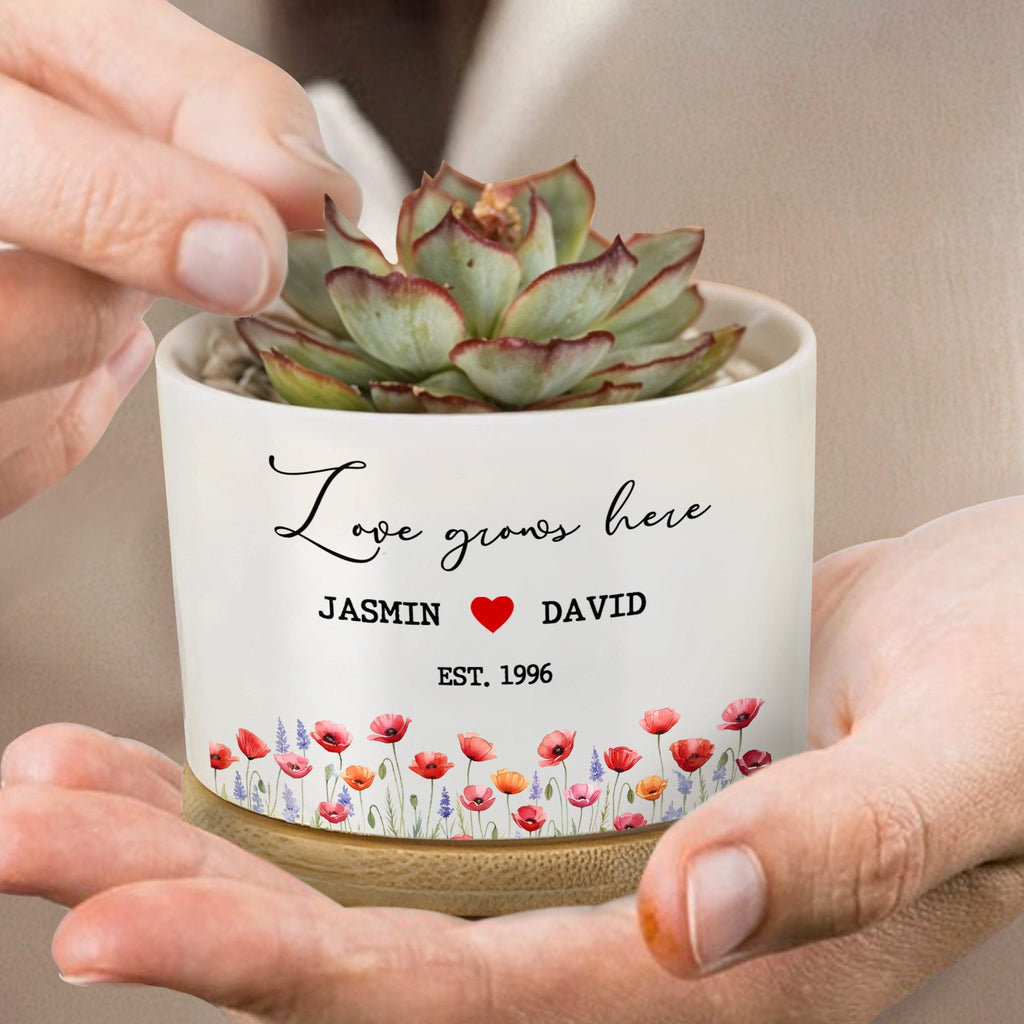 Personalized Ceramic Plant Pot Custom Name Gift for Couples
