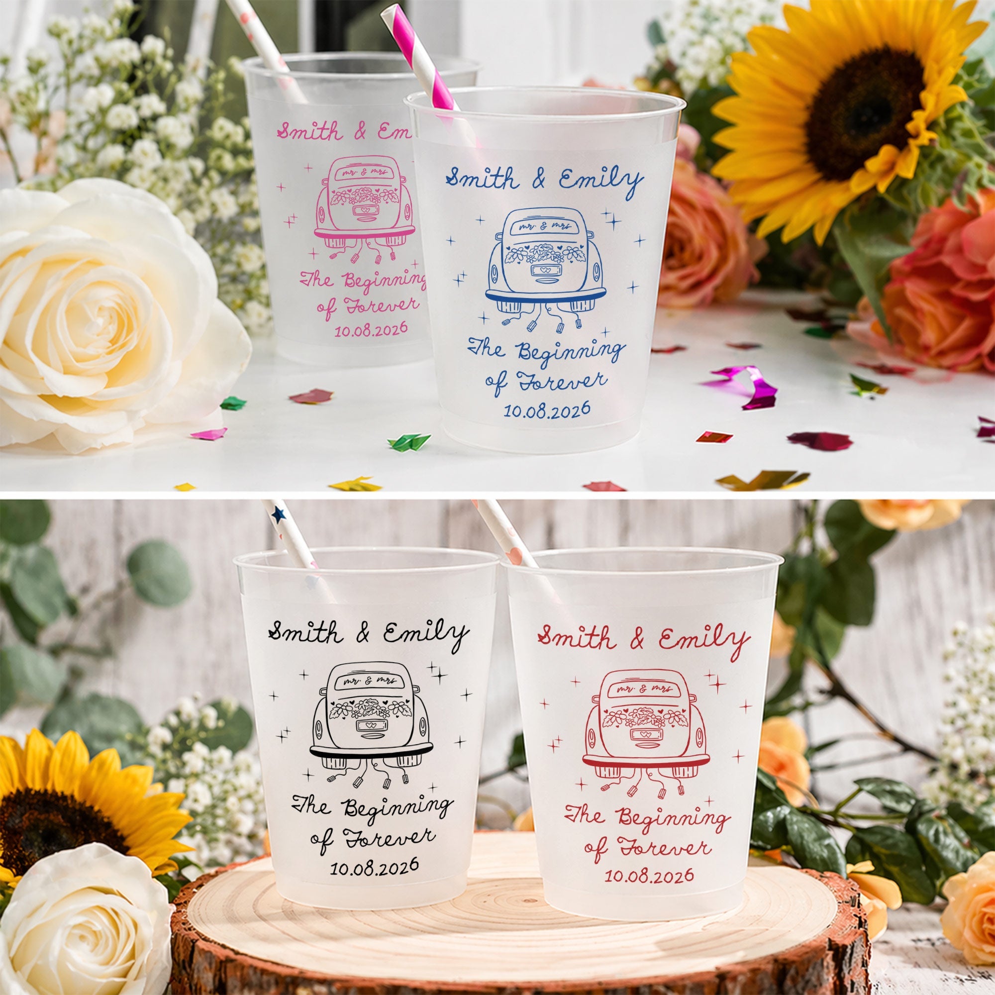 Personalized Frosted Cups Custom Design for Couples Gift Frosted Cups GradoCreations