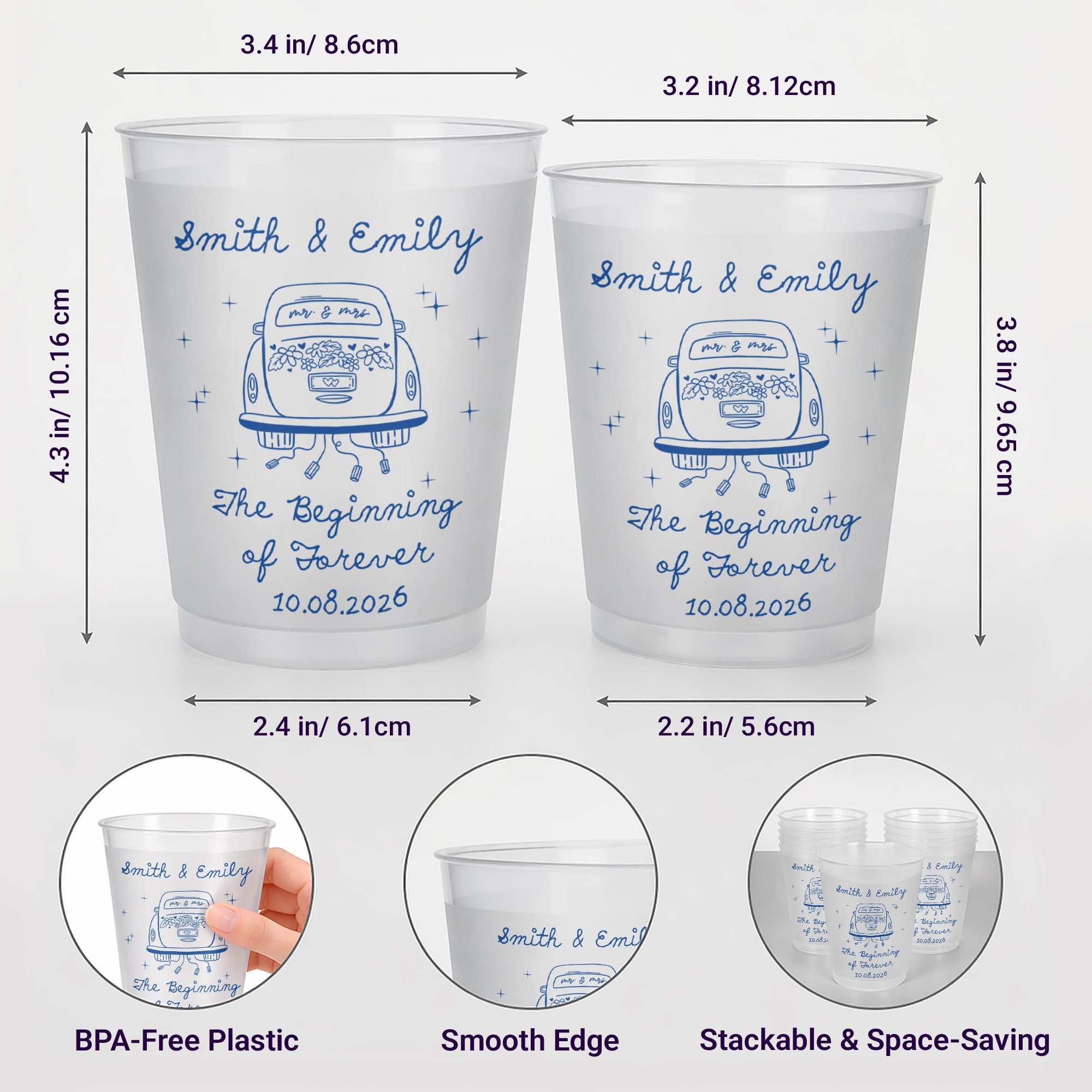 Personalized Frosted Cups Custom Design for Couples Gift Frosted Cups GradoCreations