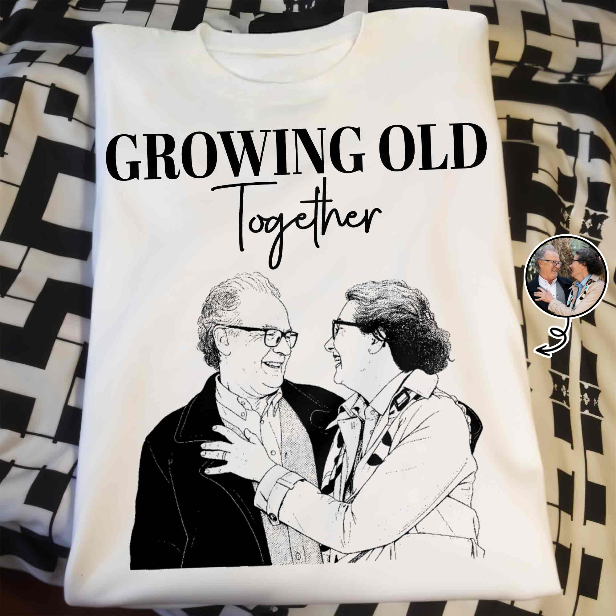 Personalized Custom Sketch Couple Photo T-shirt Hoodie Gift Shirt GradoCreations