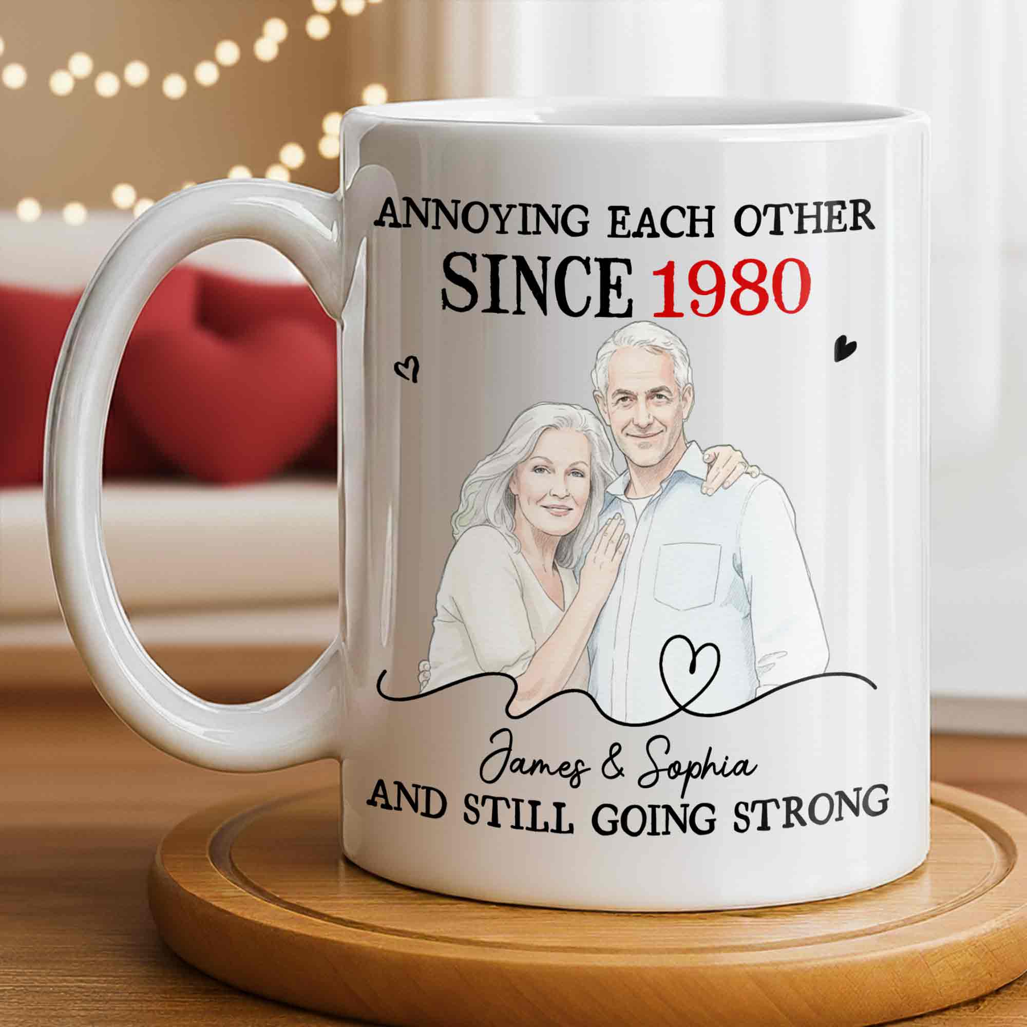 Personalized Custom Couple Mug with Heart Design Gift for Anniversary Edge-to-edge Mug GradoCreations