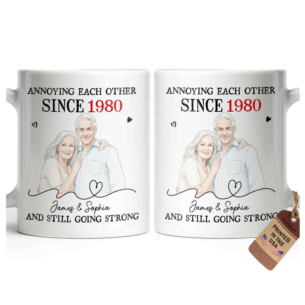 Personalized Custom Couple Mug with Heart Design Gift for Anniversary Edge-to-edge Mug GradoCreations
