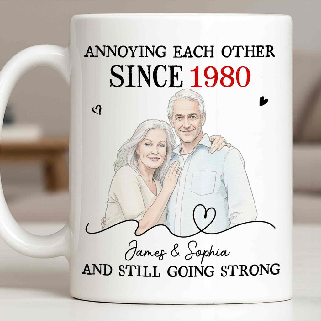 Personalized Custom Couple Mug with Heart Design Gift for Anniversary Edge-to-edge Mug GradoCreations