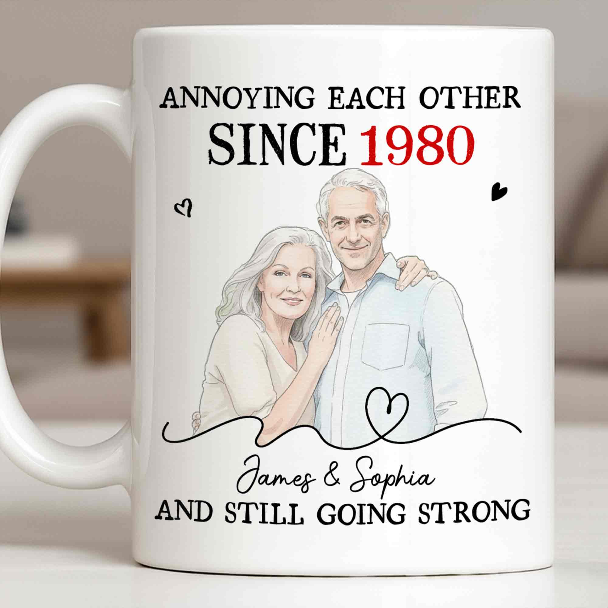 Personalized Custom Couple Mug with Heart Design Gift for Anniversary Edge-to-edge Mug GradoCreations