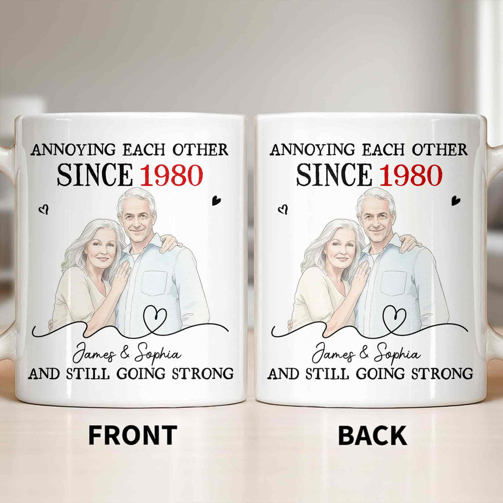Personalized Custom Couple Mug with Heart Design Gift for Anniversary Edge-to-edge Mug GradoCreations