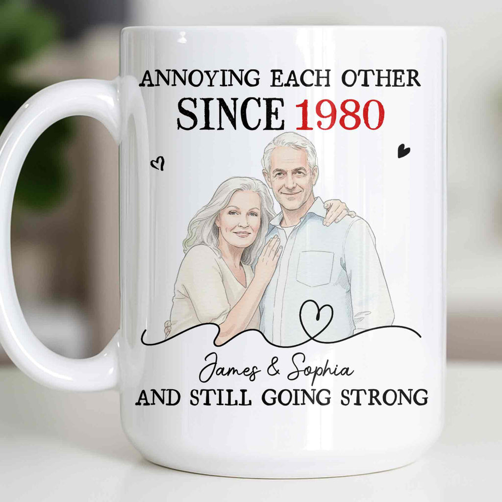Personalized Custom Couple Mug with Heart Design Gift for Anniversary Edge-to-edge Mug GradoCreations